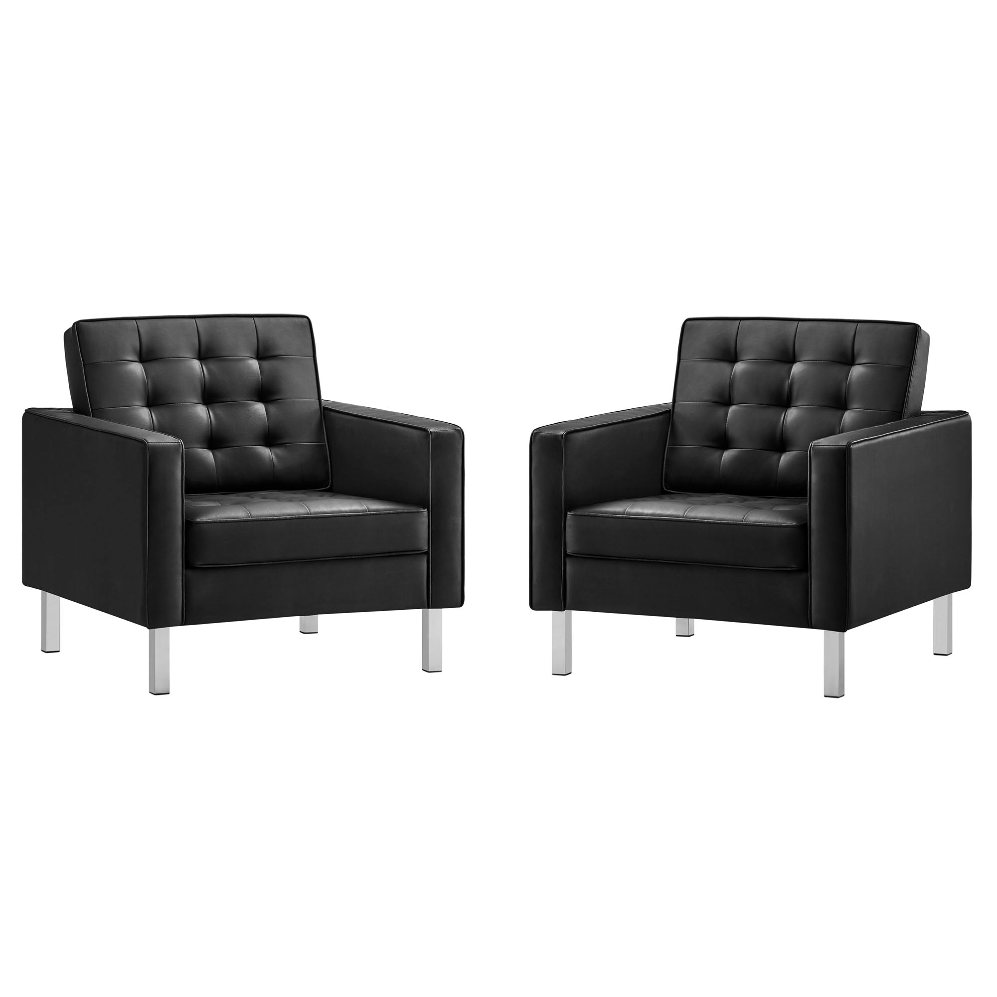 Loft Tufted Vegan Leather Armchairs – Set of 2 view 1