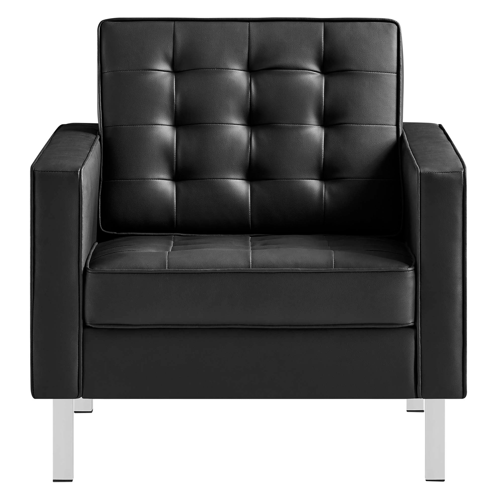 Loft Tufted Vegan Leather Armchairs – Set of 2 view 7
