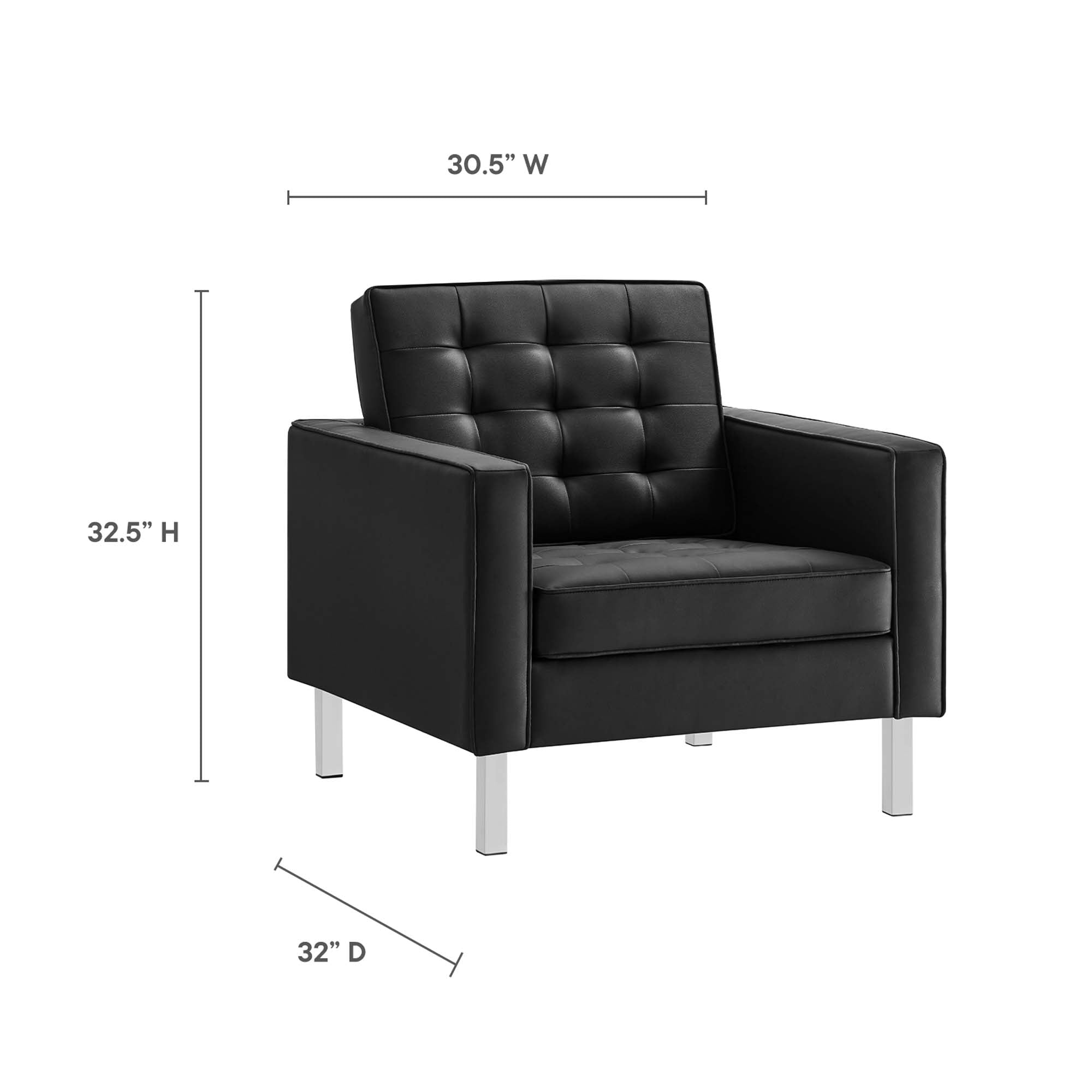 Loft Tufted Vegan Leather Armchairs – Set of 2 view 4