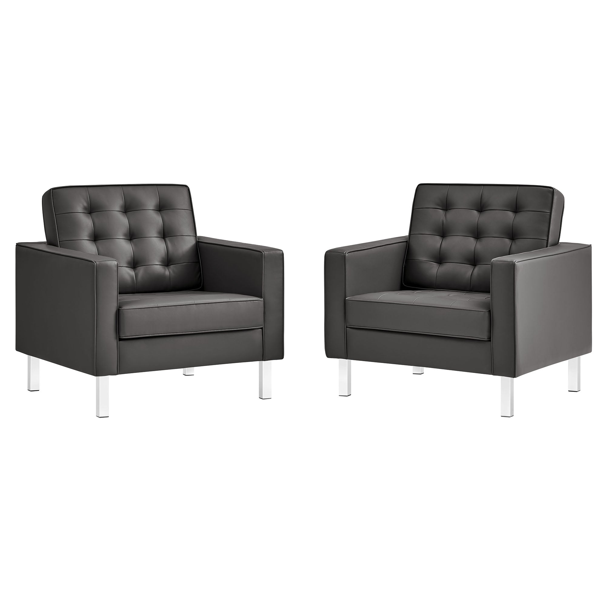 Loft Tufted Vegan Leather Armchairs - Set of 2 - Image 10