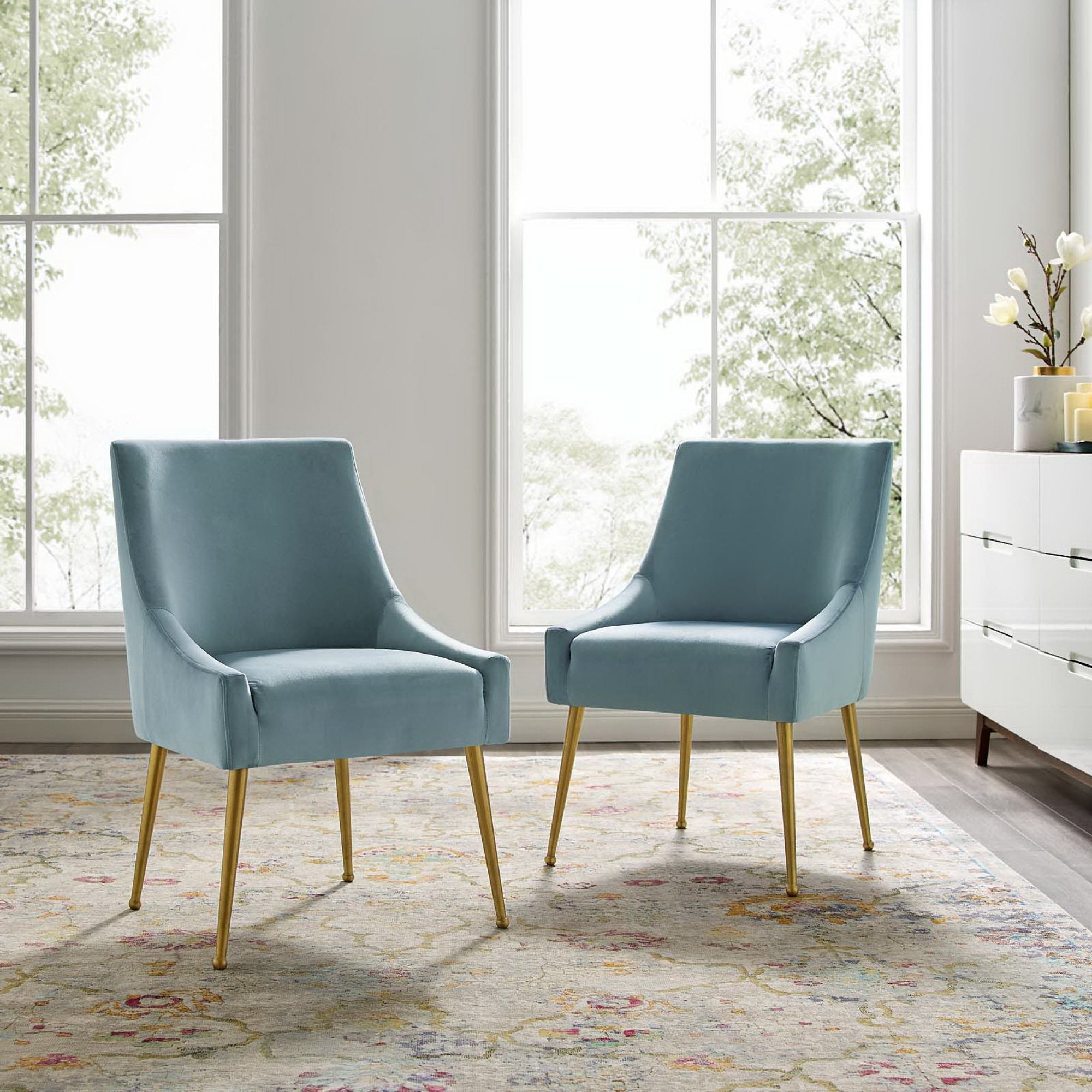 Discern Upholstered Performance Velvet Dining Chair Set of 2 view 2