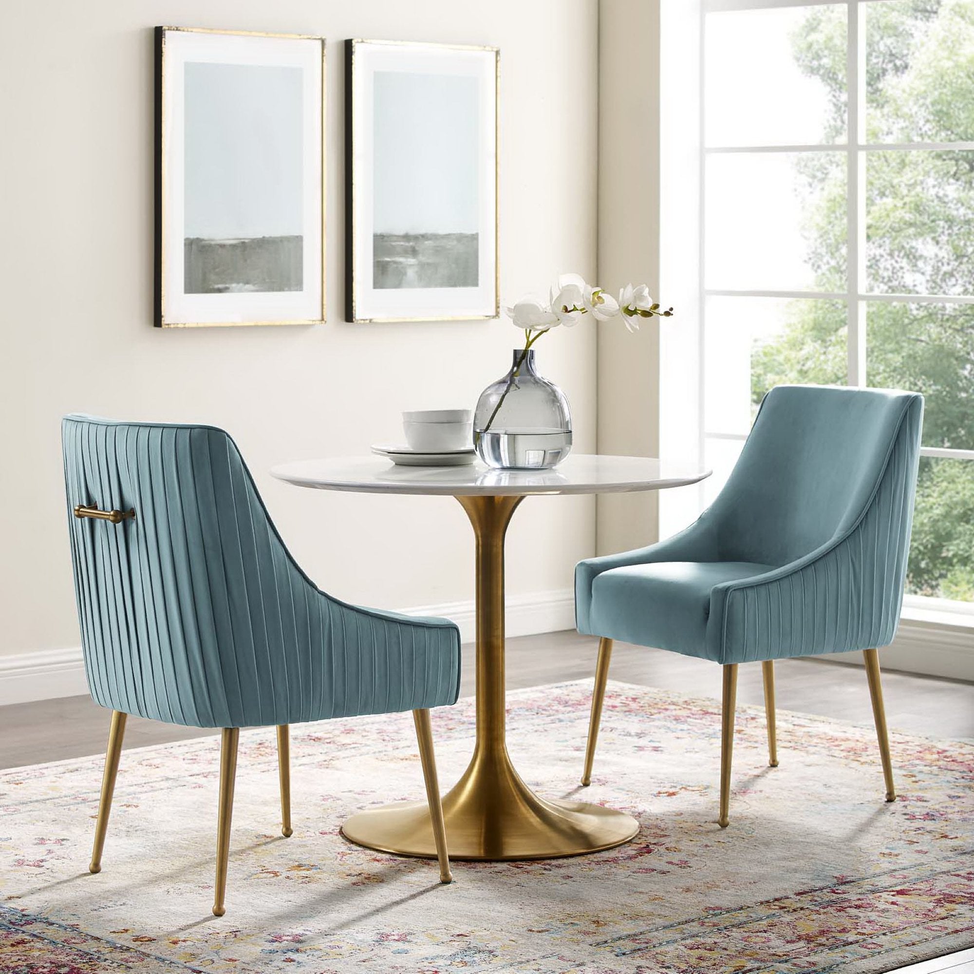 Discern Pleated Back Upholstered Performance Velvet Dining Chair Set of 2 view 5