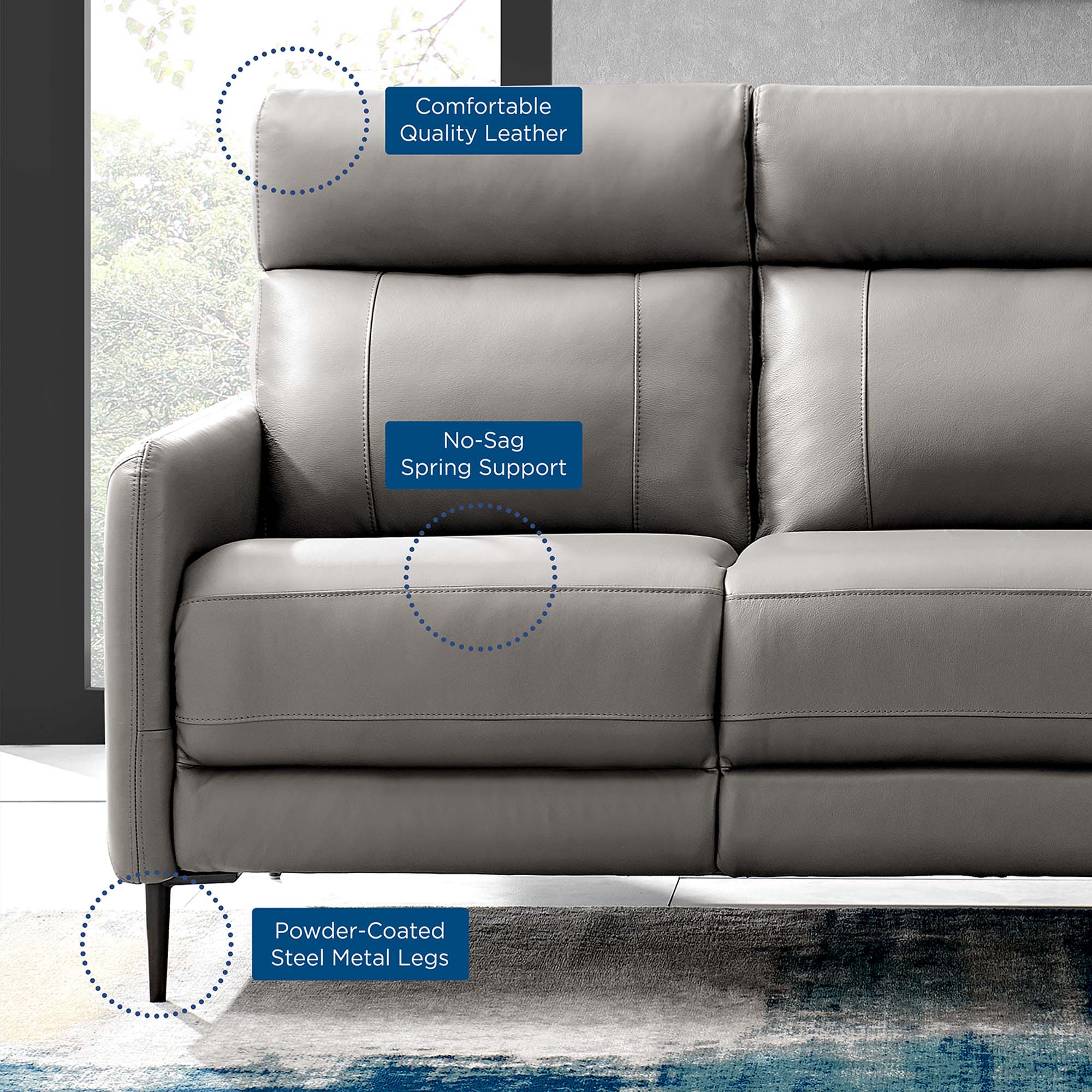 Huxley Leather Sofa view 3