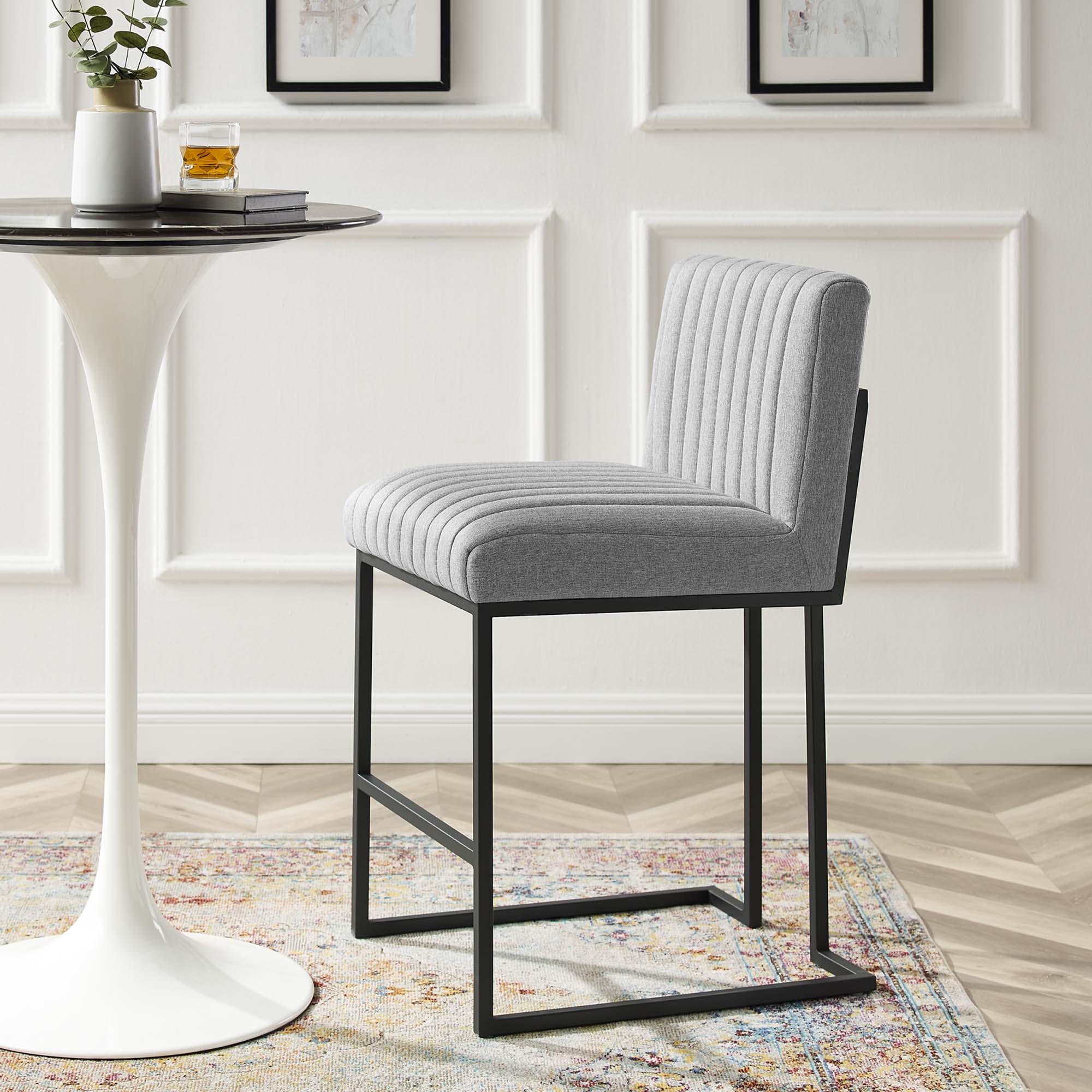 Indulge Channel Tufted Fabric Counter Stool - Image 9