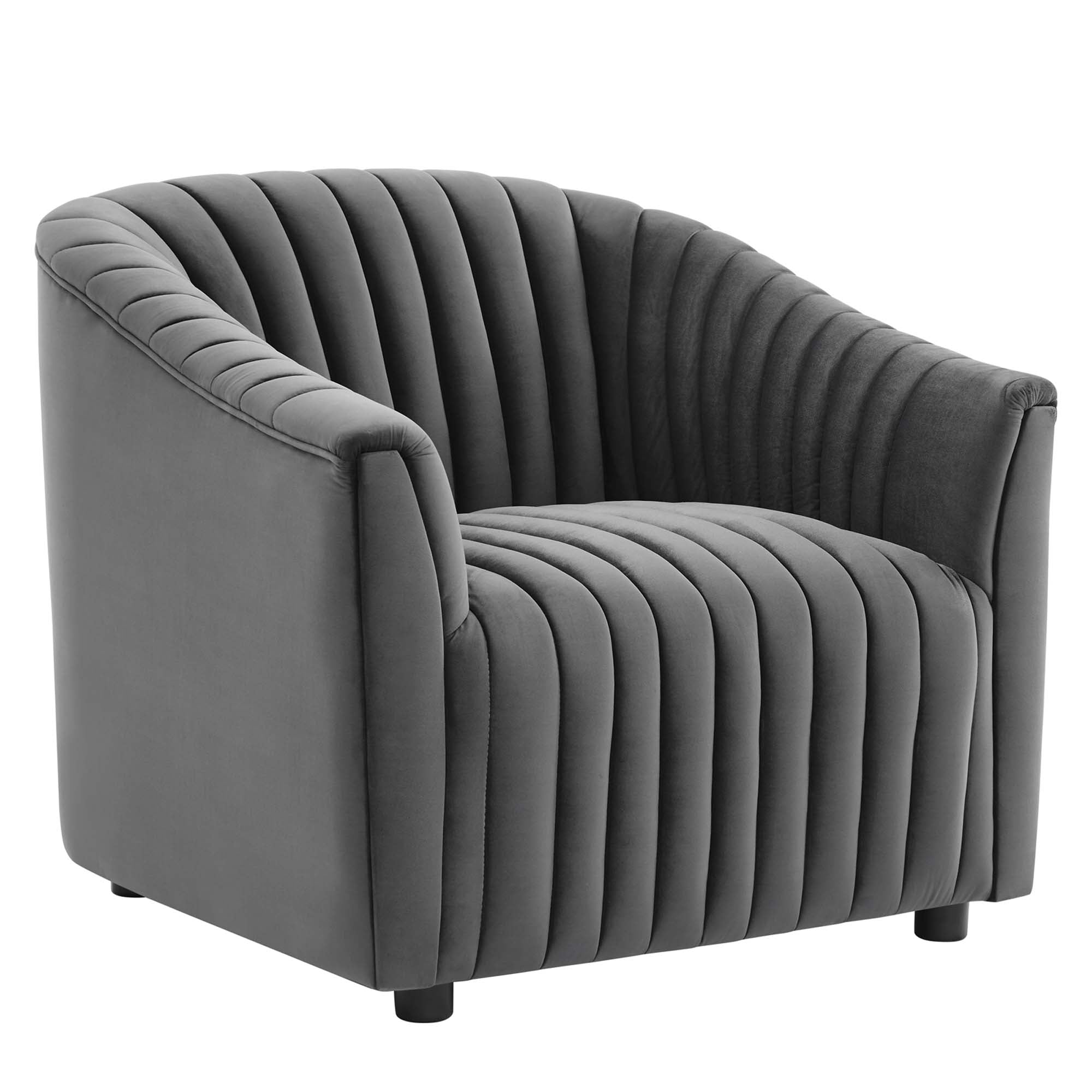 Announce Performance Velvet Channel Tufted Armchair view 1