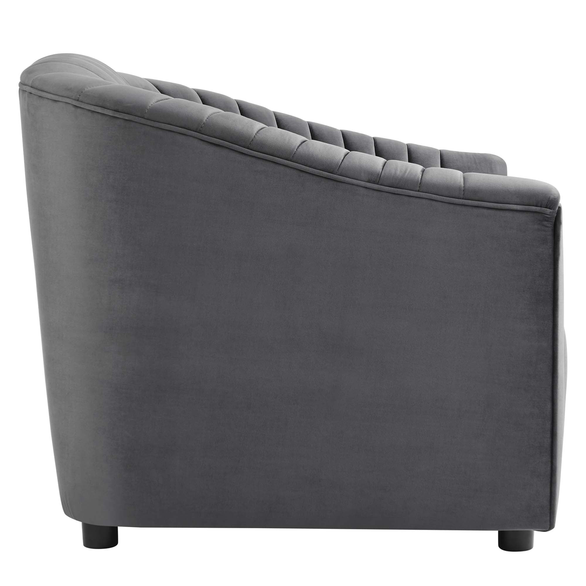 Announce Performance Velvet Channel Tufted Armchair view 5