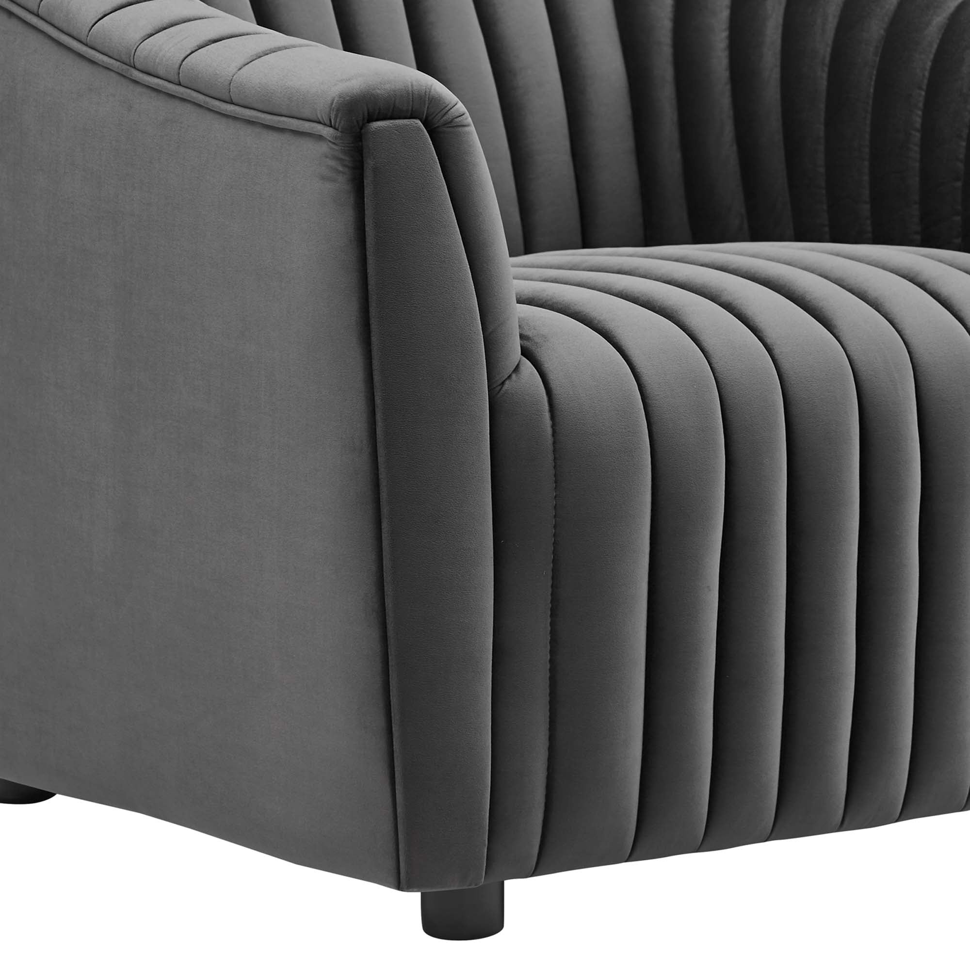 Announce Performance Velvet Channel Tufted Armchair view 8