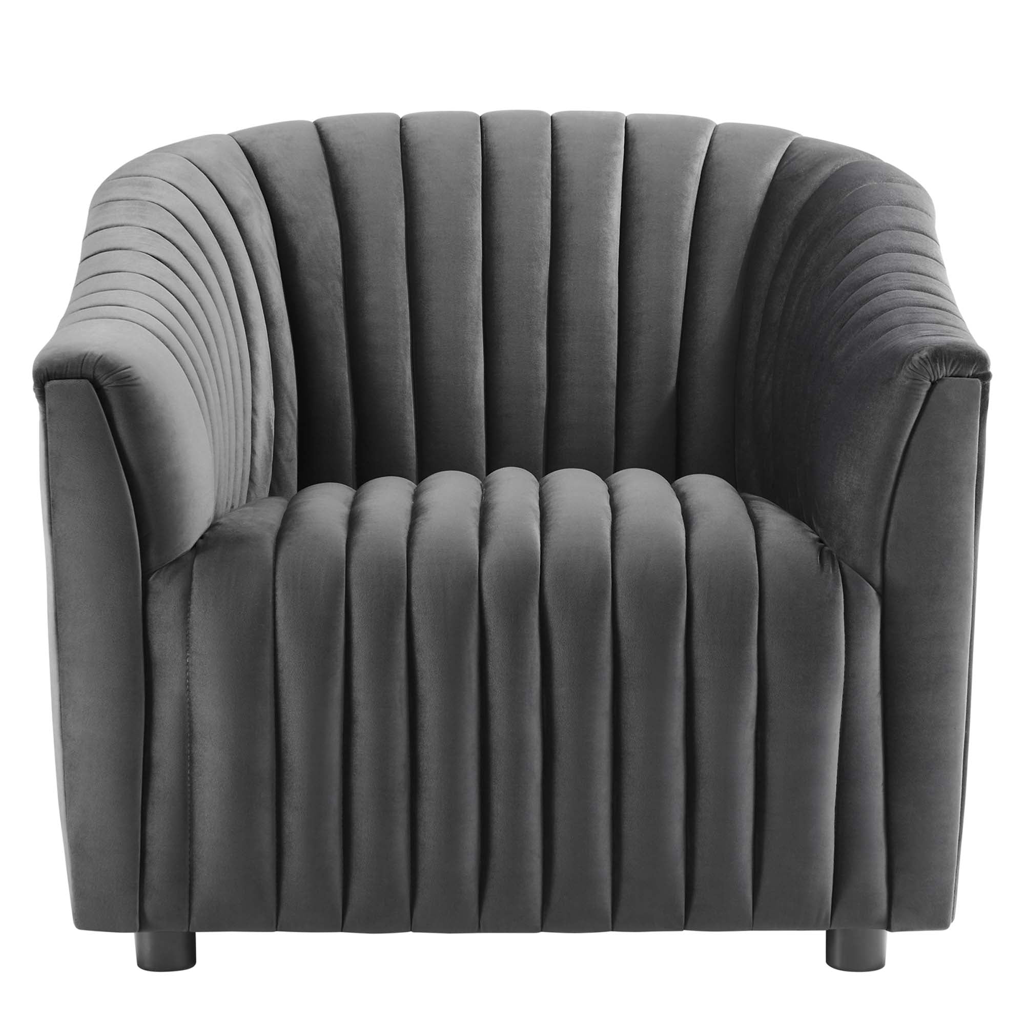 Announce Performance Velvet Channel Tufted Armchair view 7