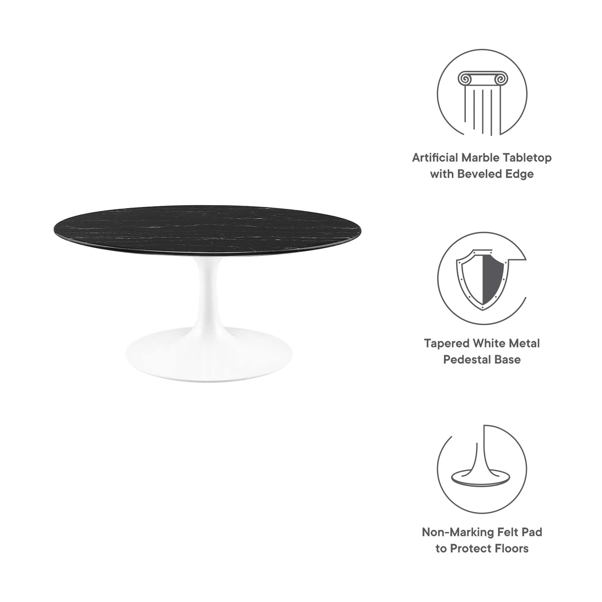 Lippa Round Artificial Marble Coffee Table view 3