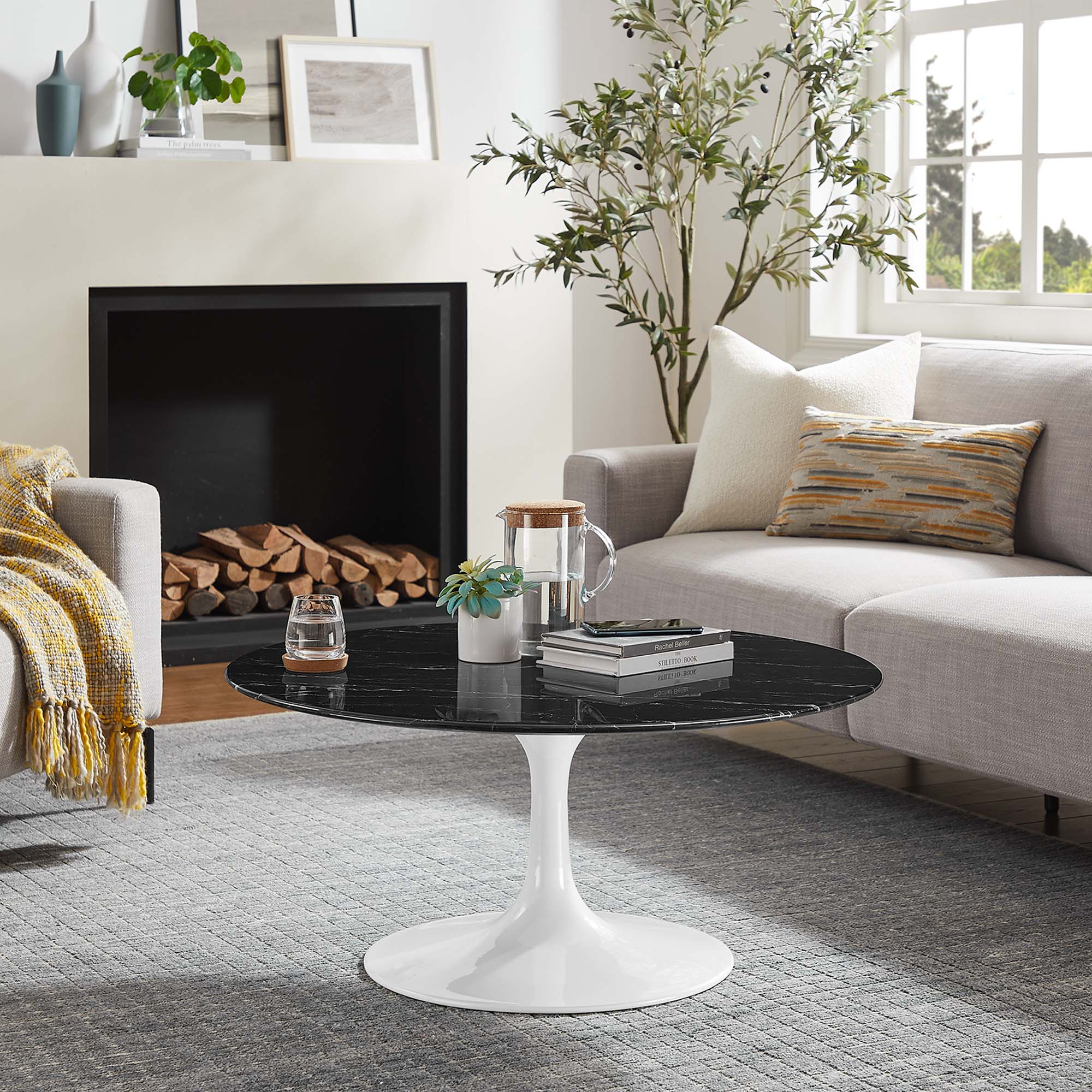 Lippa Round Artificial Marble Coffee Table view 2