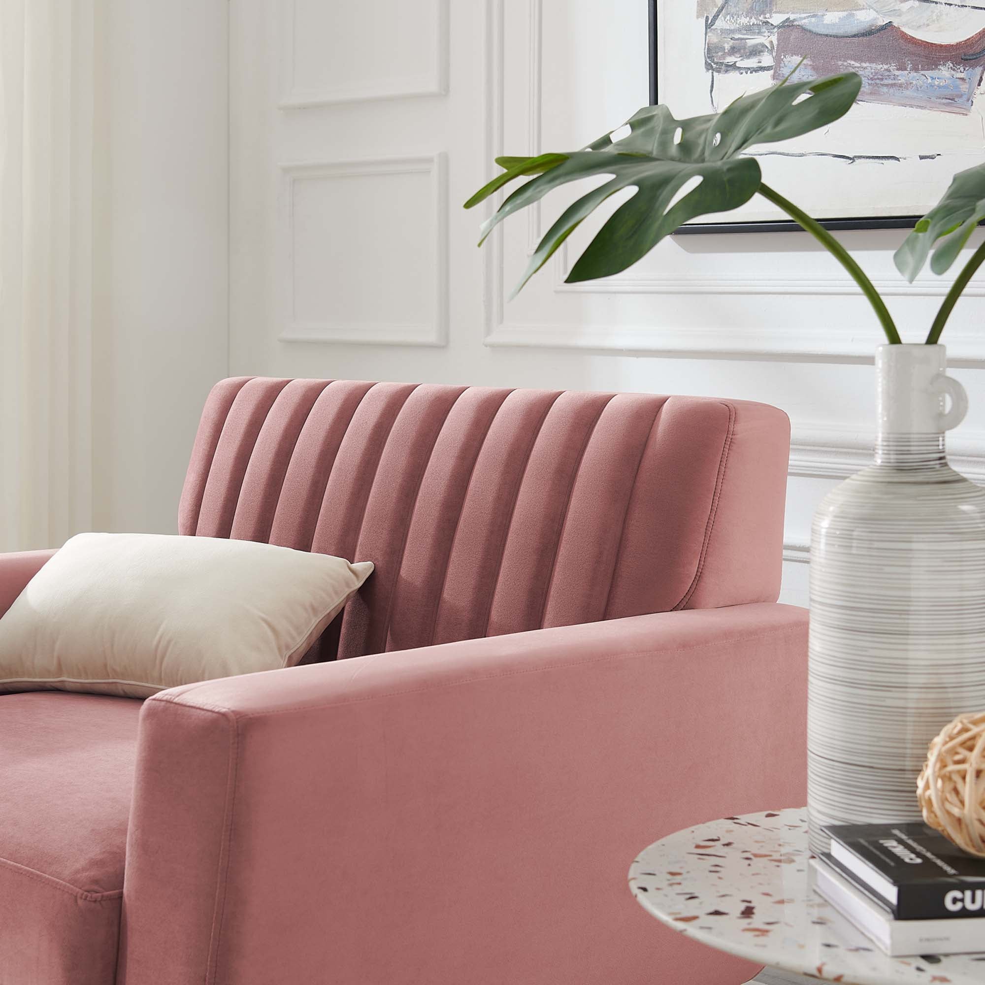 Engage Channel Tufted Performance Velvet Armchair view 3