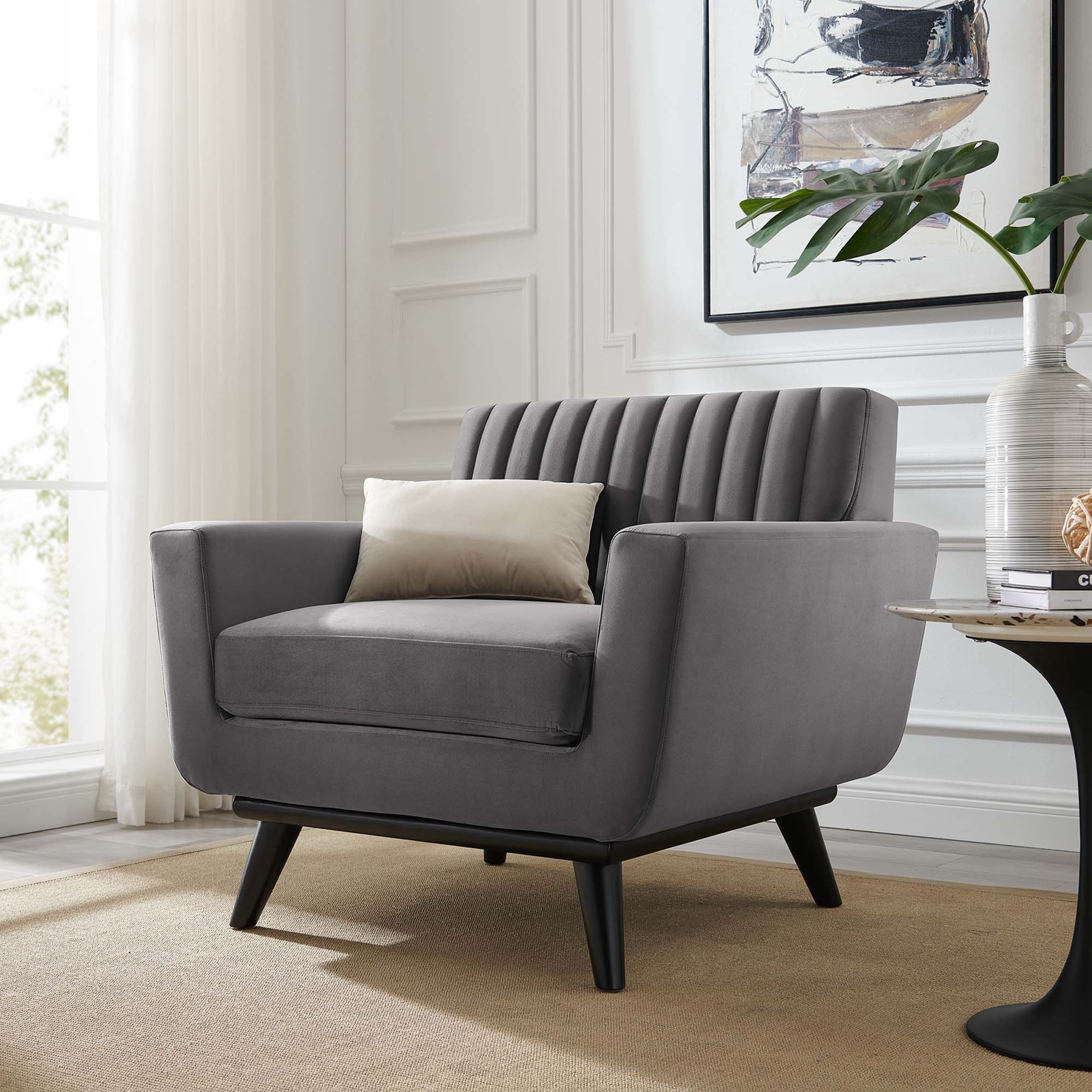 Engage Channel Tufted Performance Velvet Armchair view 8