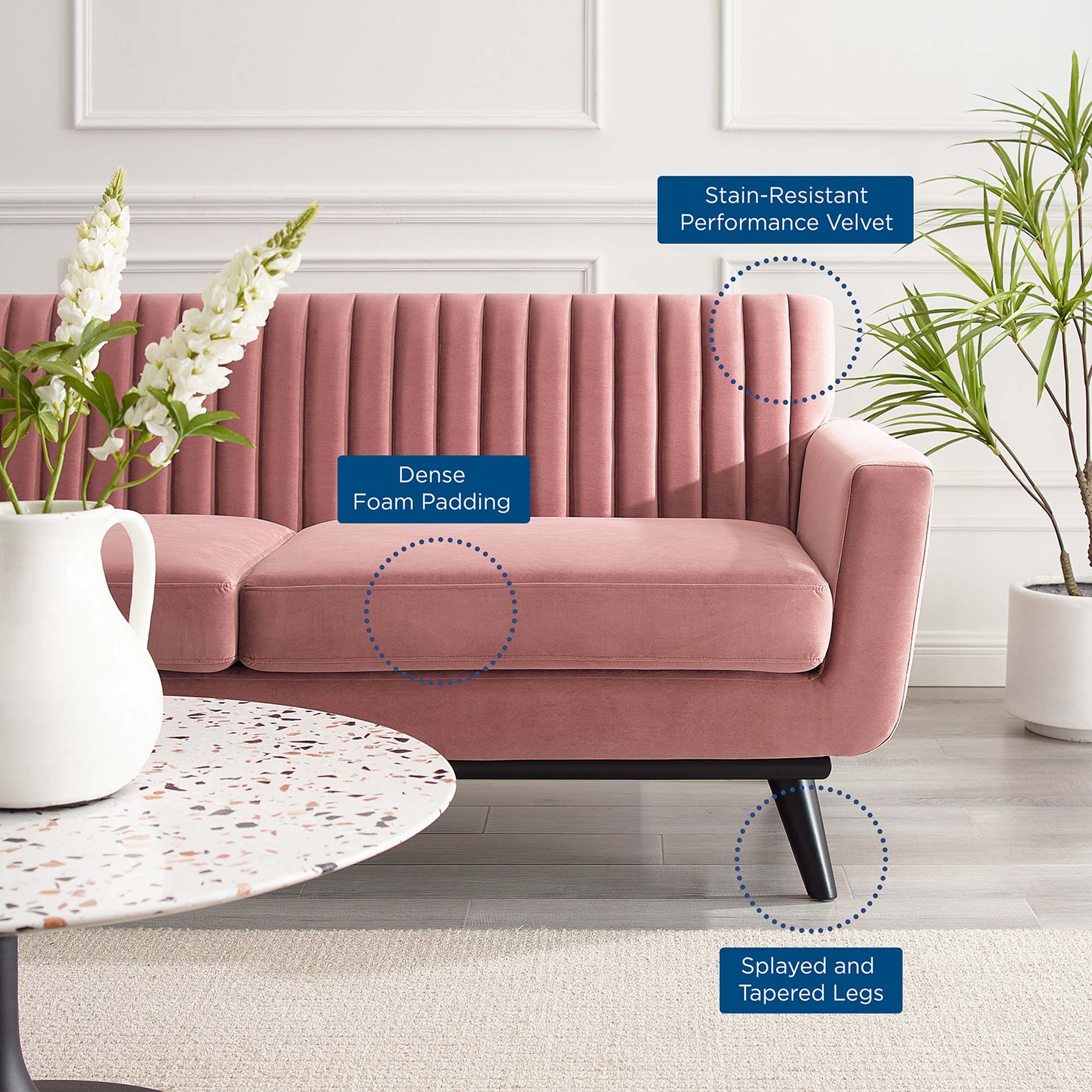 Engage Channel Tufted Performance Velvet Loveseat view 4