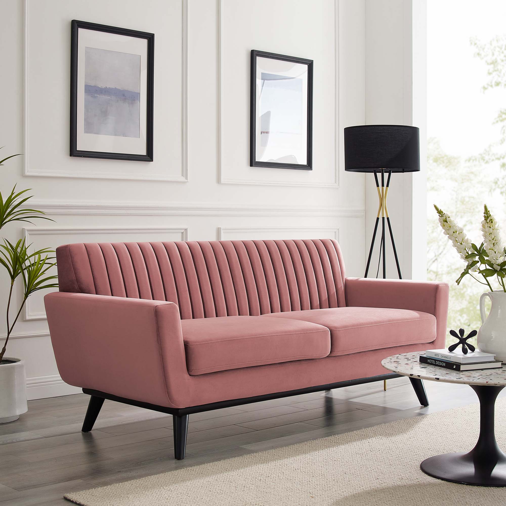 Engage Channel Tufted Performance Velvet Loveseat view 2