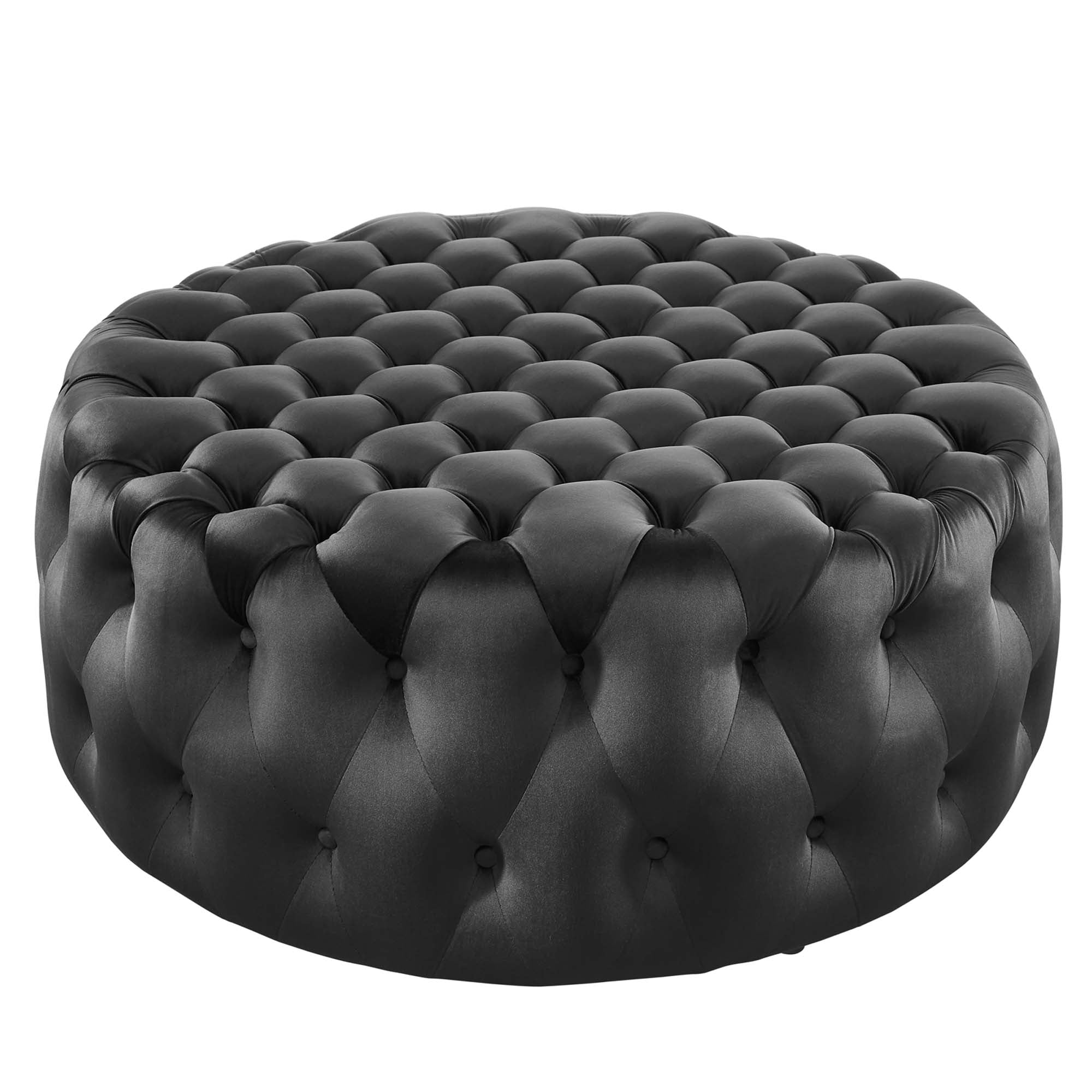 Amour Tufted Button Large Round Performance Velvet Ottoman view 8