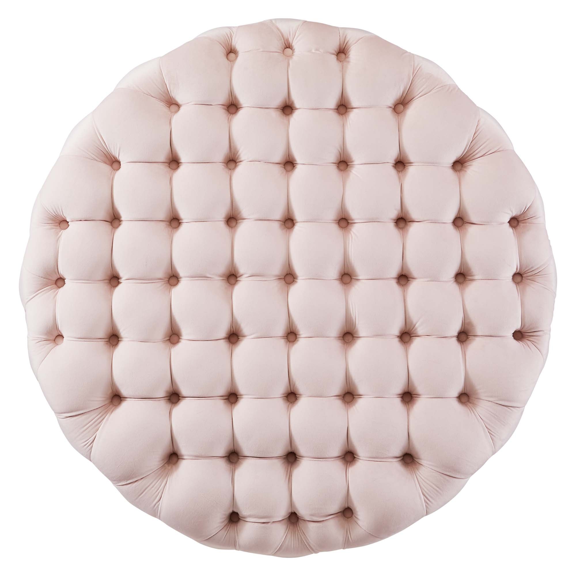 Amour Tufted Button Large Round Performance Velvet Ottoman view 6