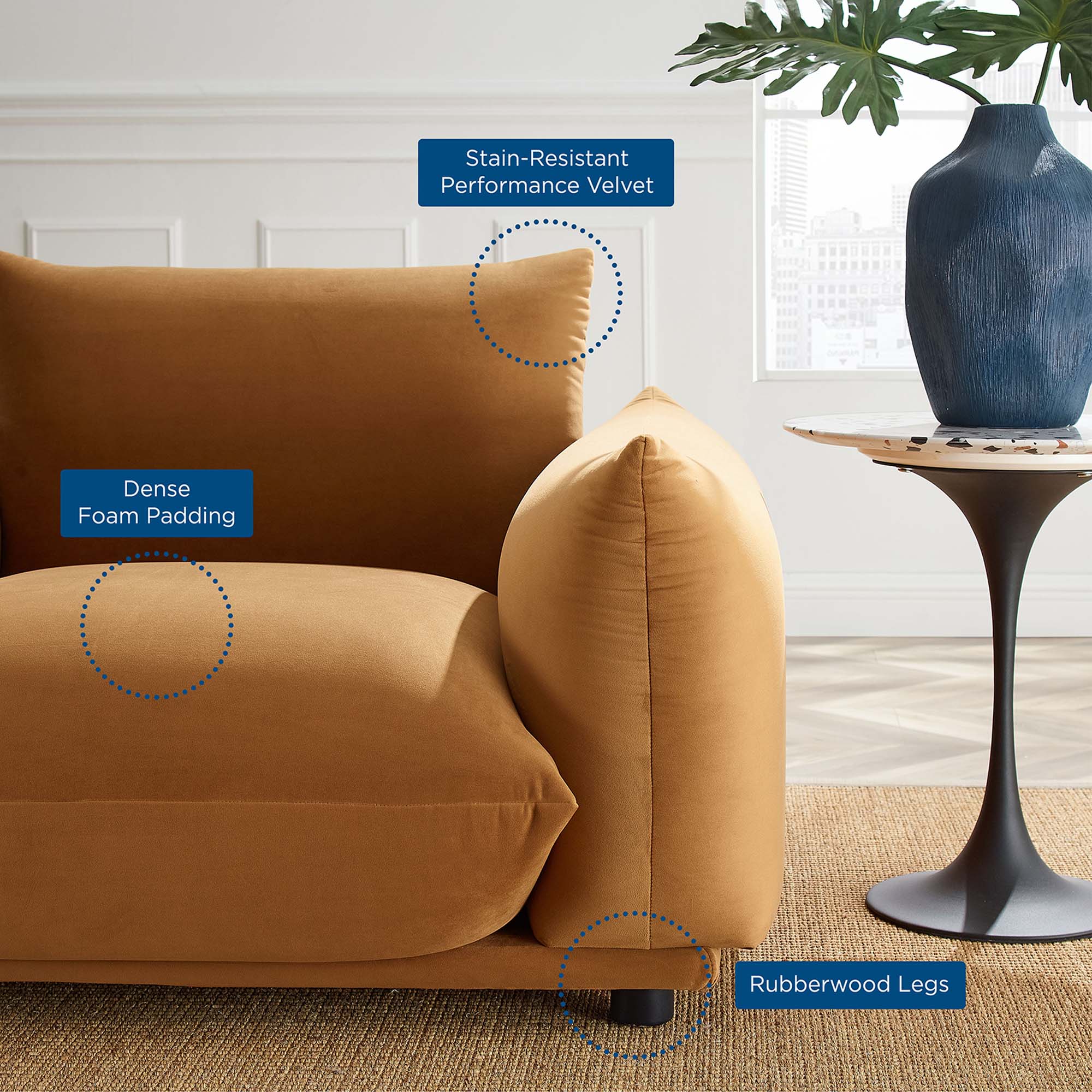 Copious Performance Velvet Armchair view 3