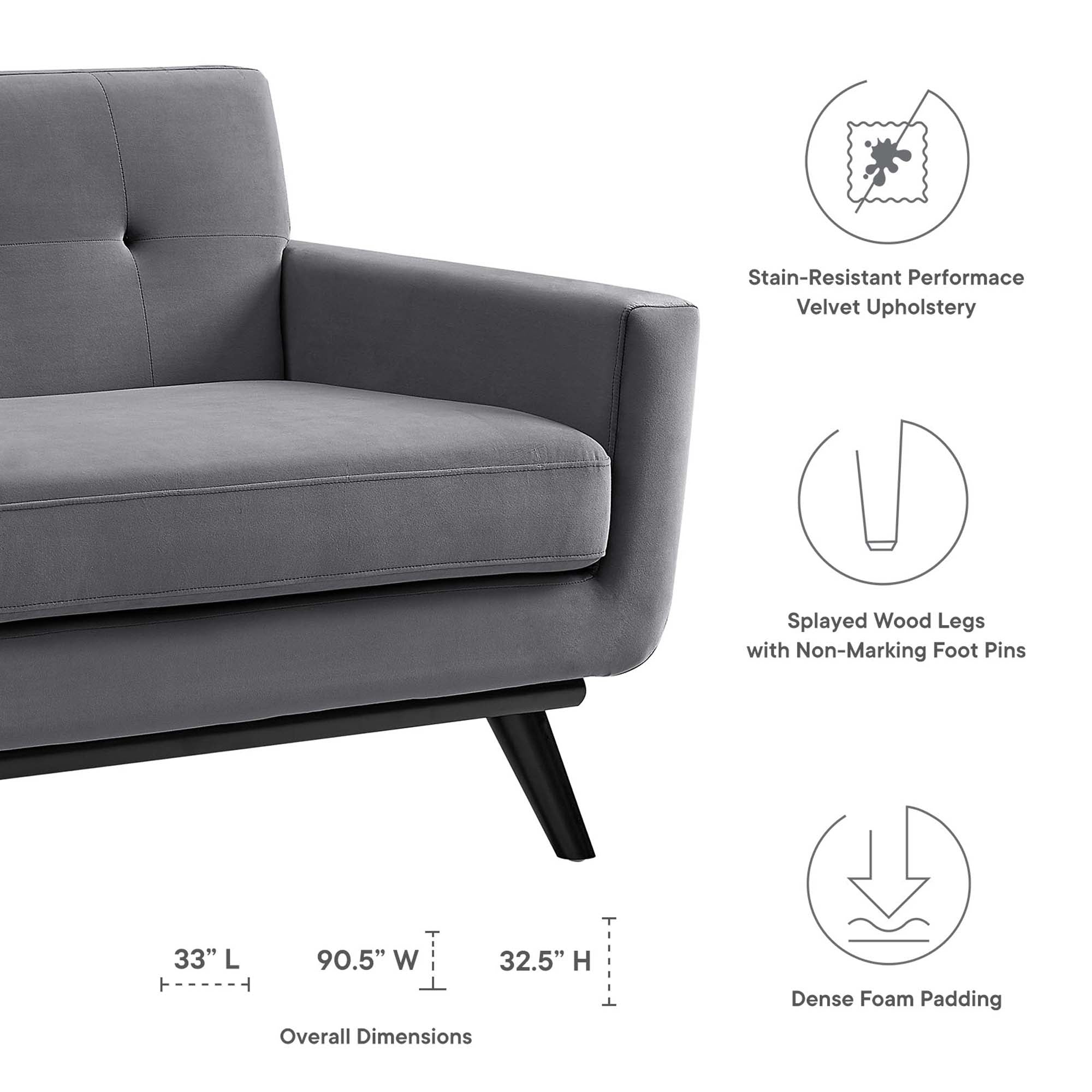 Engage Performance Velvet Sofa view 3