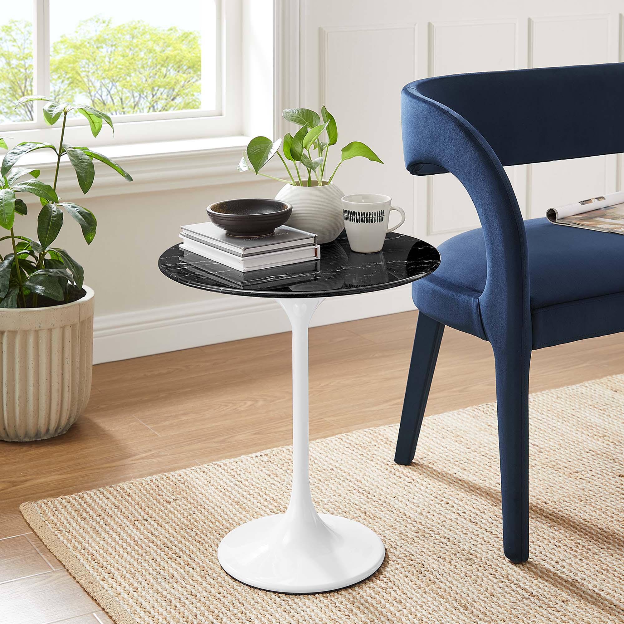 Lippa Round Artificial Marble Side Table - Image 2