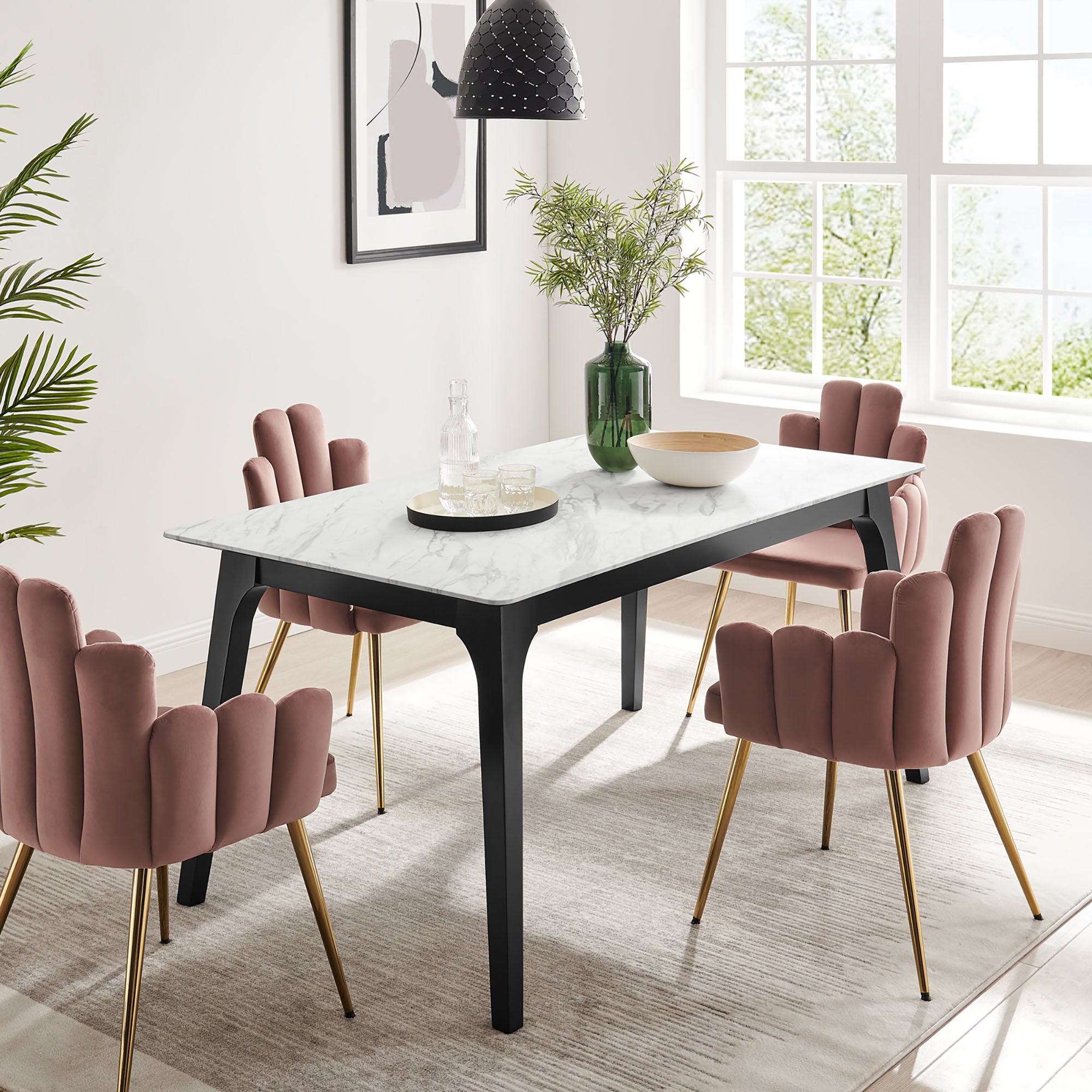 Juxtapose 63″ Rectangular Performance Artificial Marble Dining Table view 2