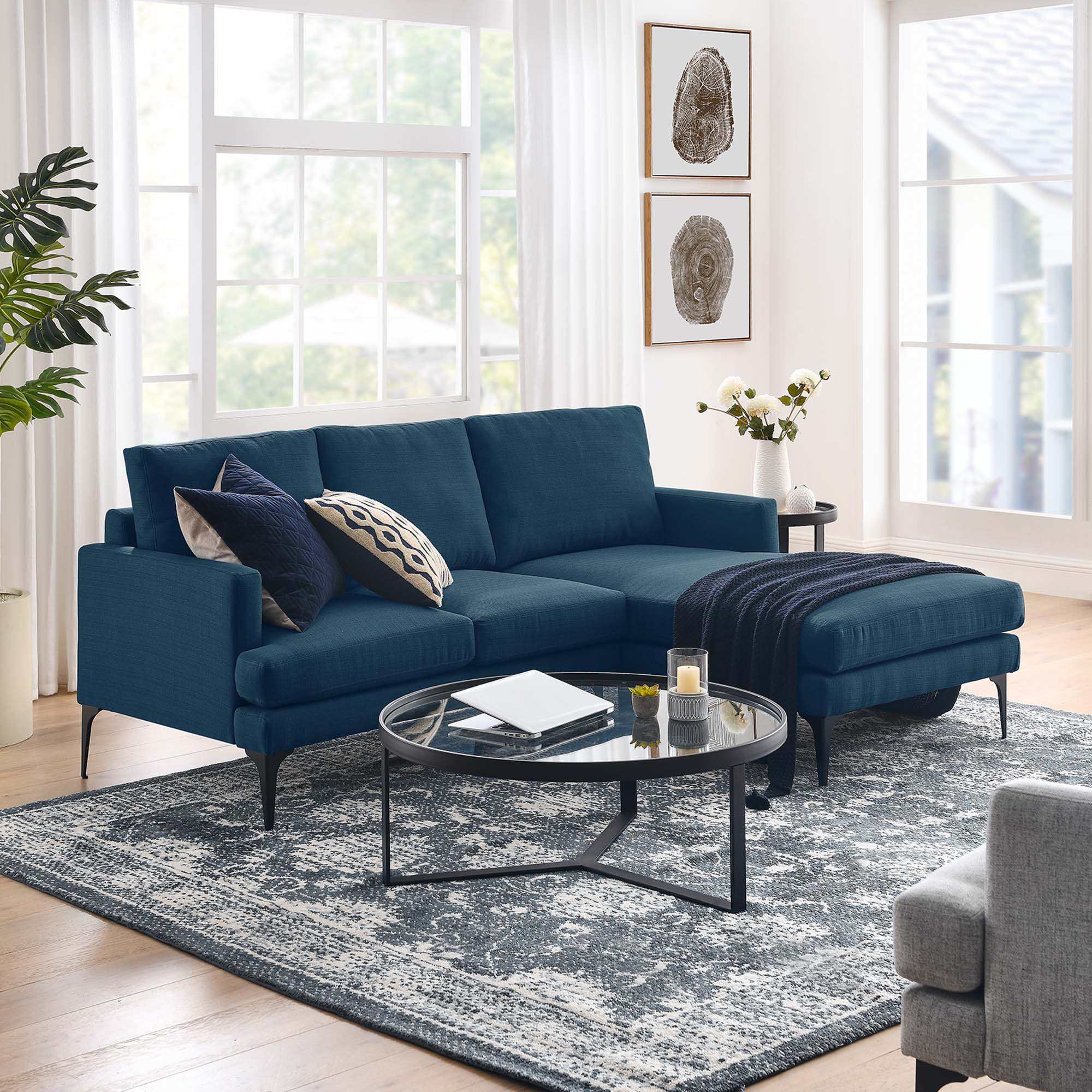 Evermore Right-Facing Upholstered Fabric Sectional Sofa view 2
