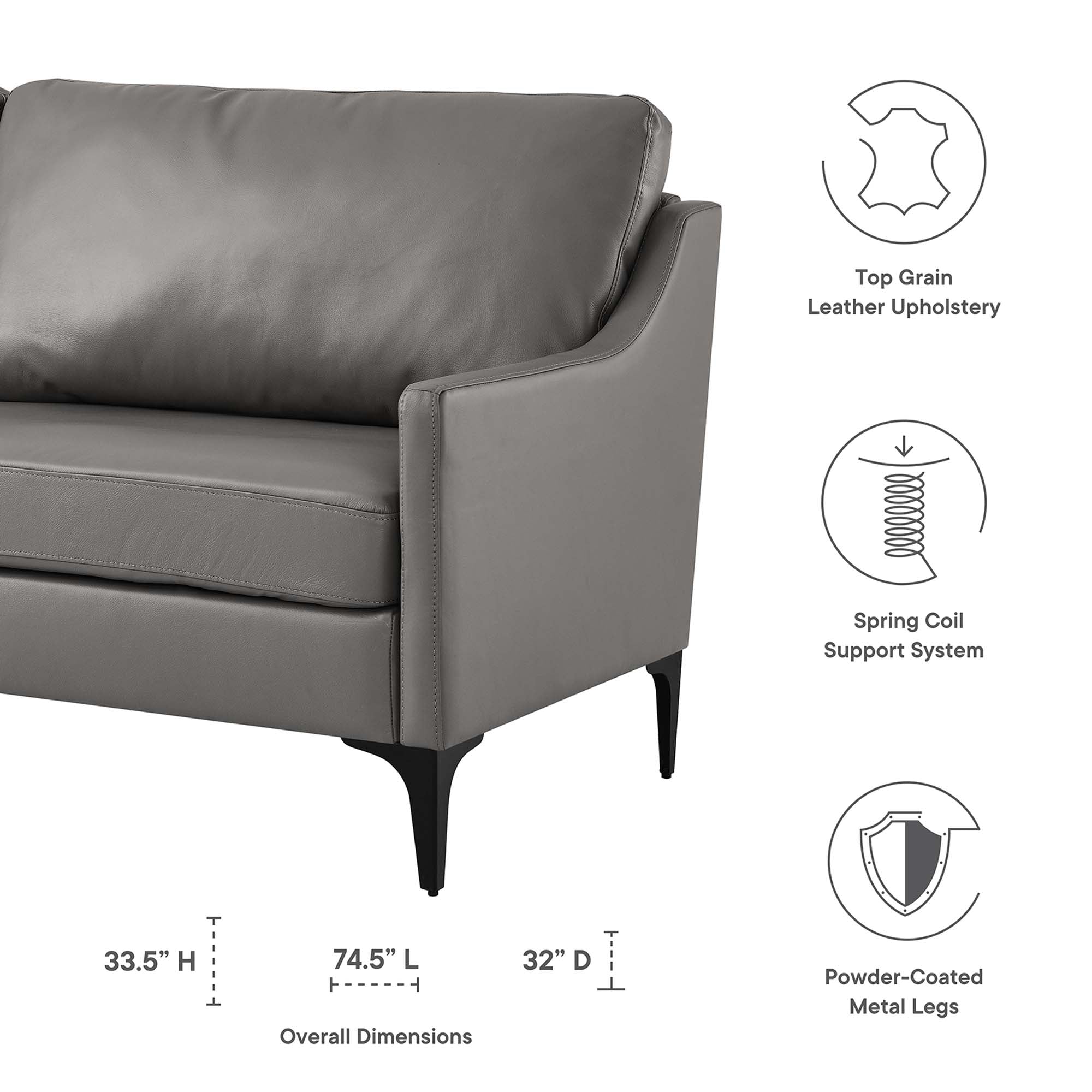 Corland Leather Sofa view 3