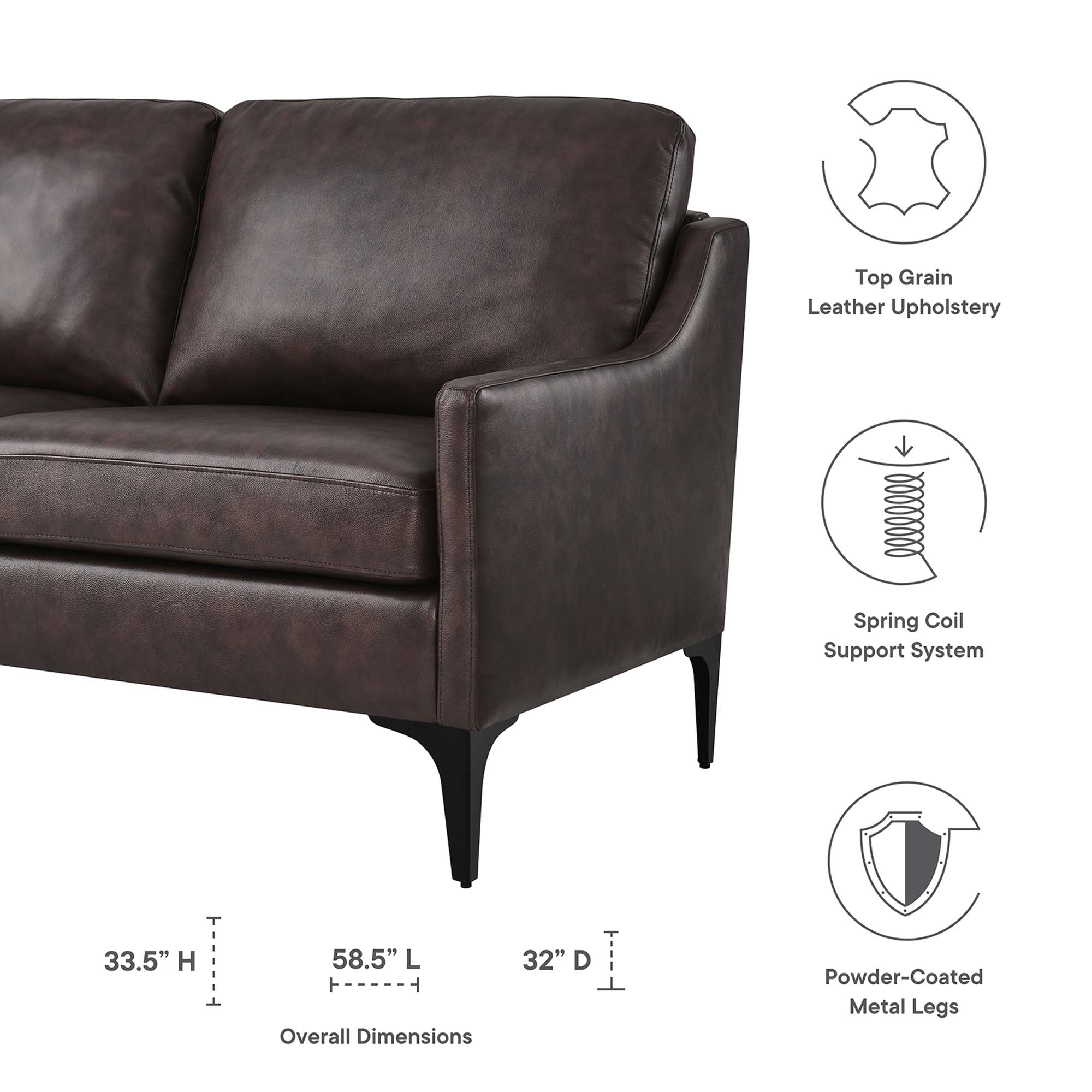 Corland Leather Loveseat view 3