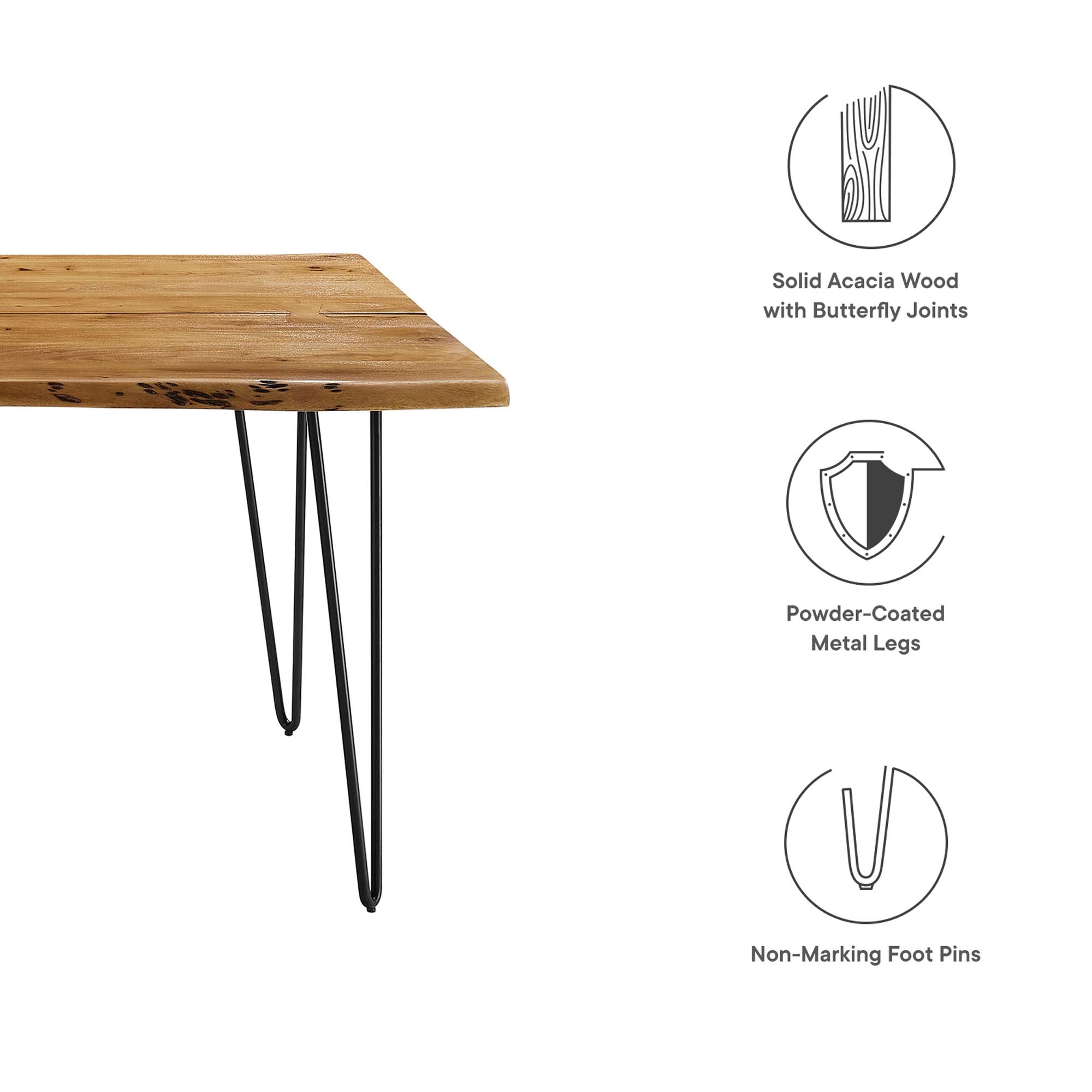 Ardor 74″ Live Edge Acacia Wood Acacia Wood Dining Table view 3