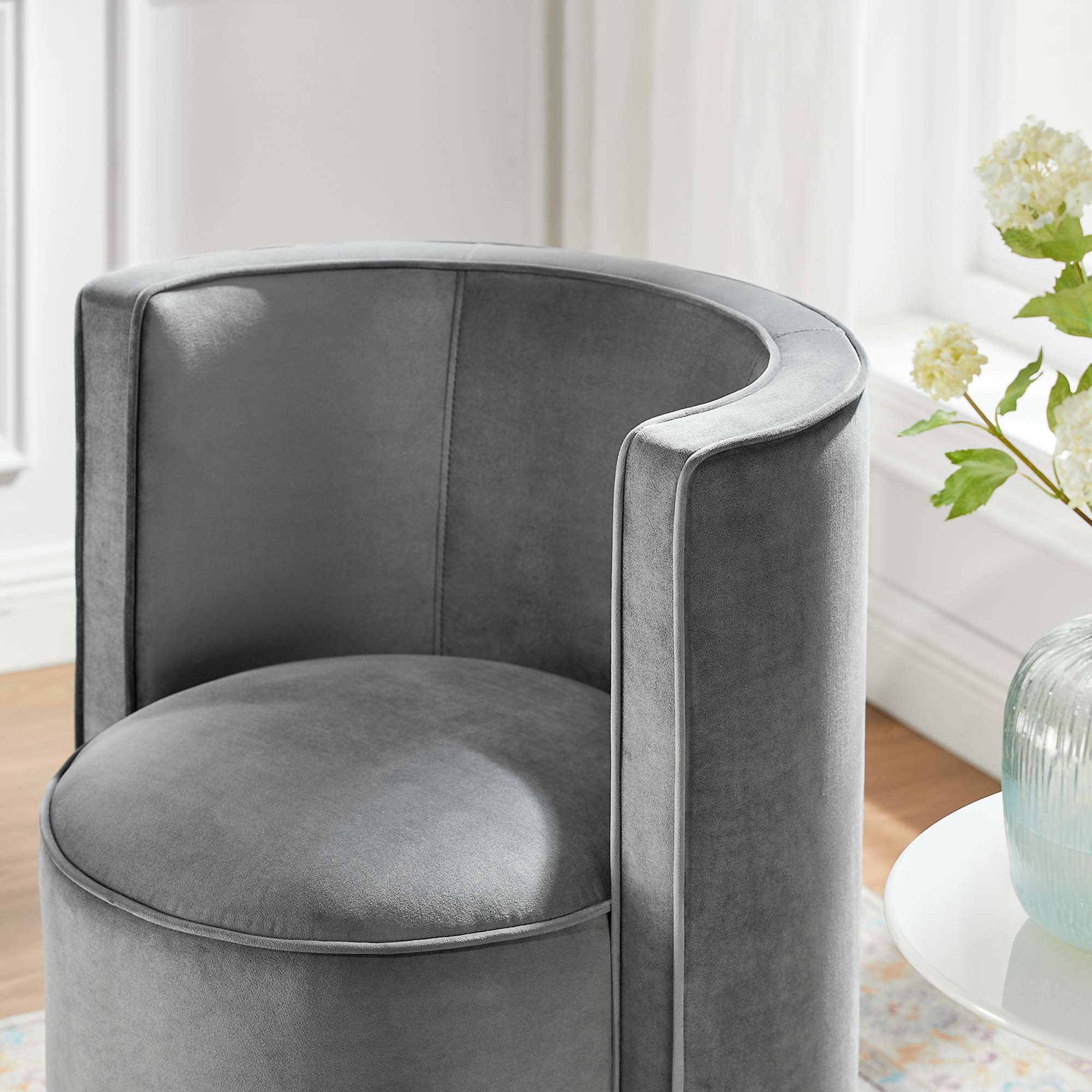 Della Performance Velvet Fabric Swivel Chair view 5