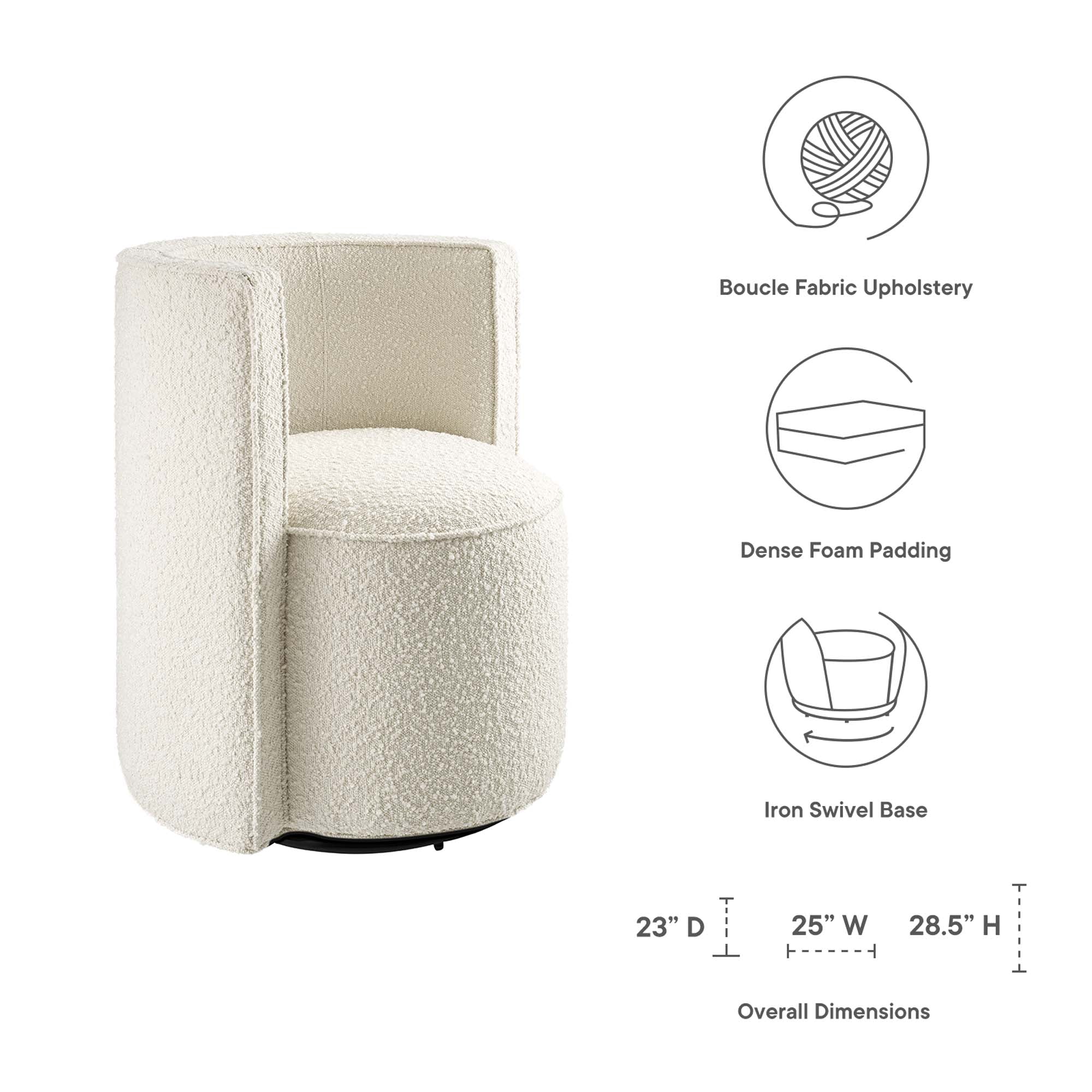 Della Boucle Fabric Swivel Chair view 3