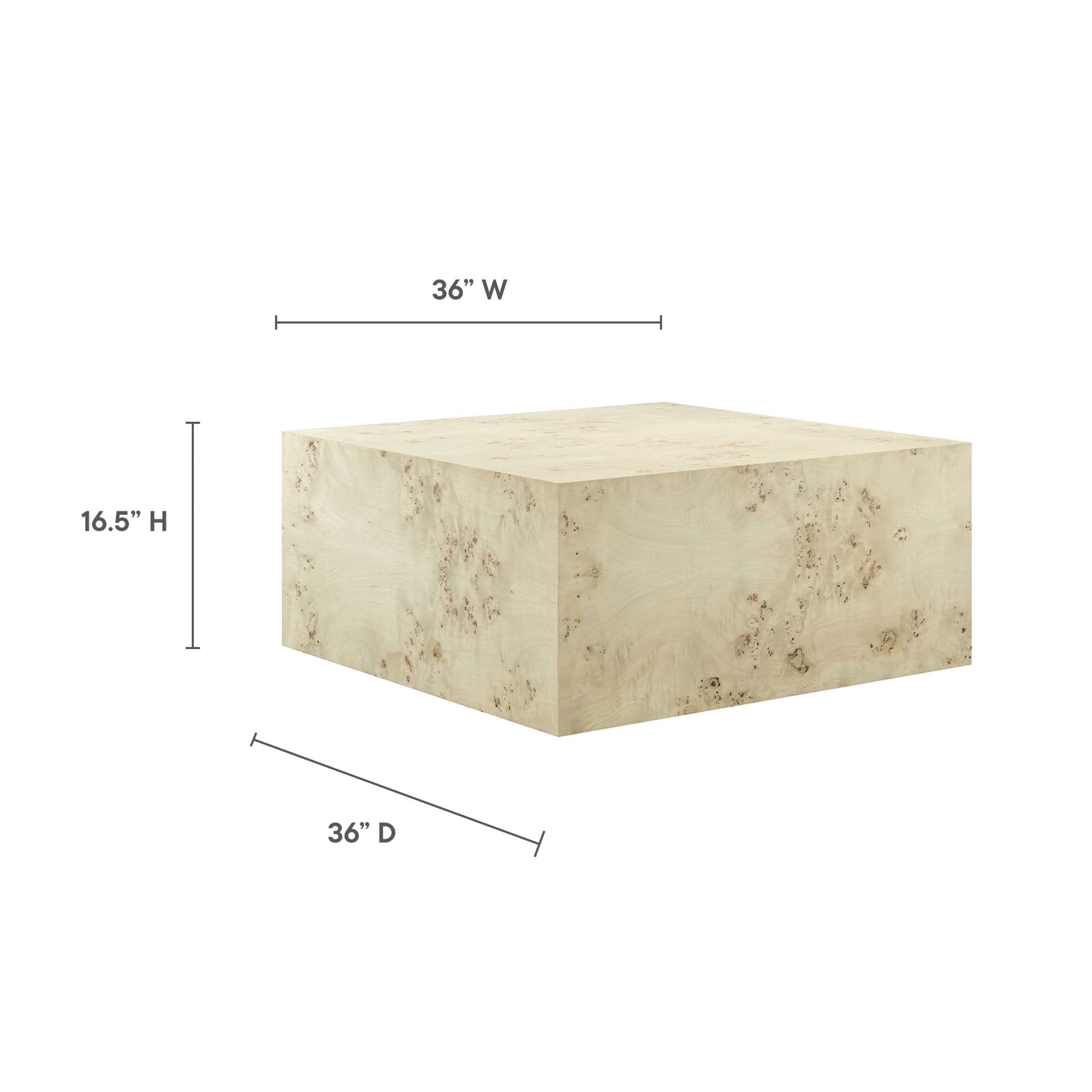 Cosmos 36″ Square Burl Wood Coffee Table view 5