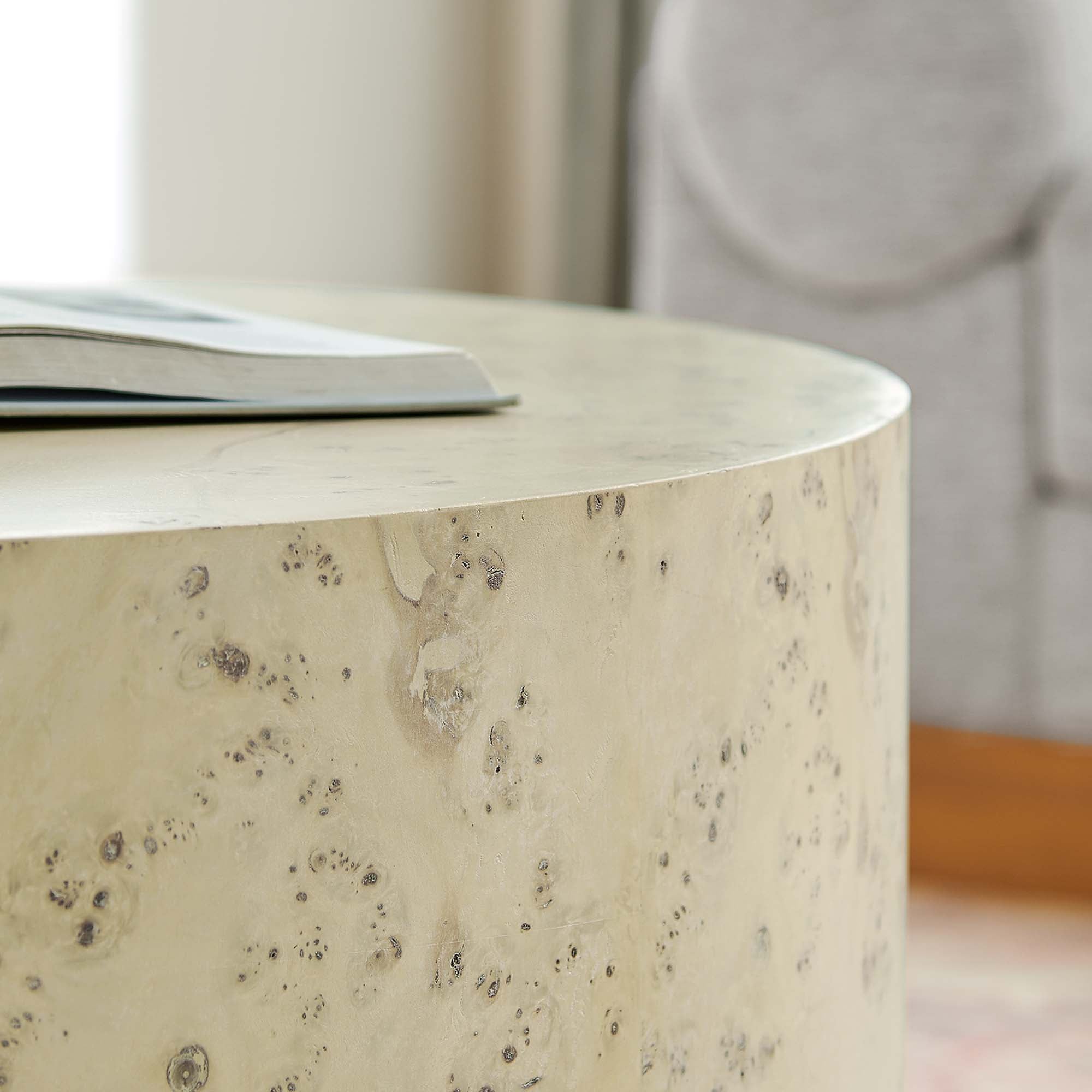 Cosmos 35″ Round Burl Wood Coffee Table view 6