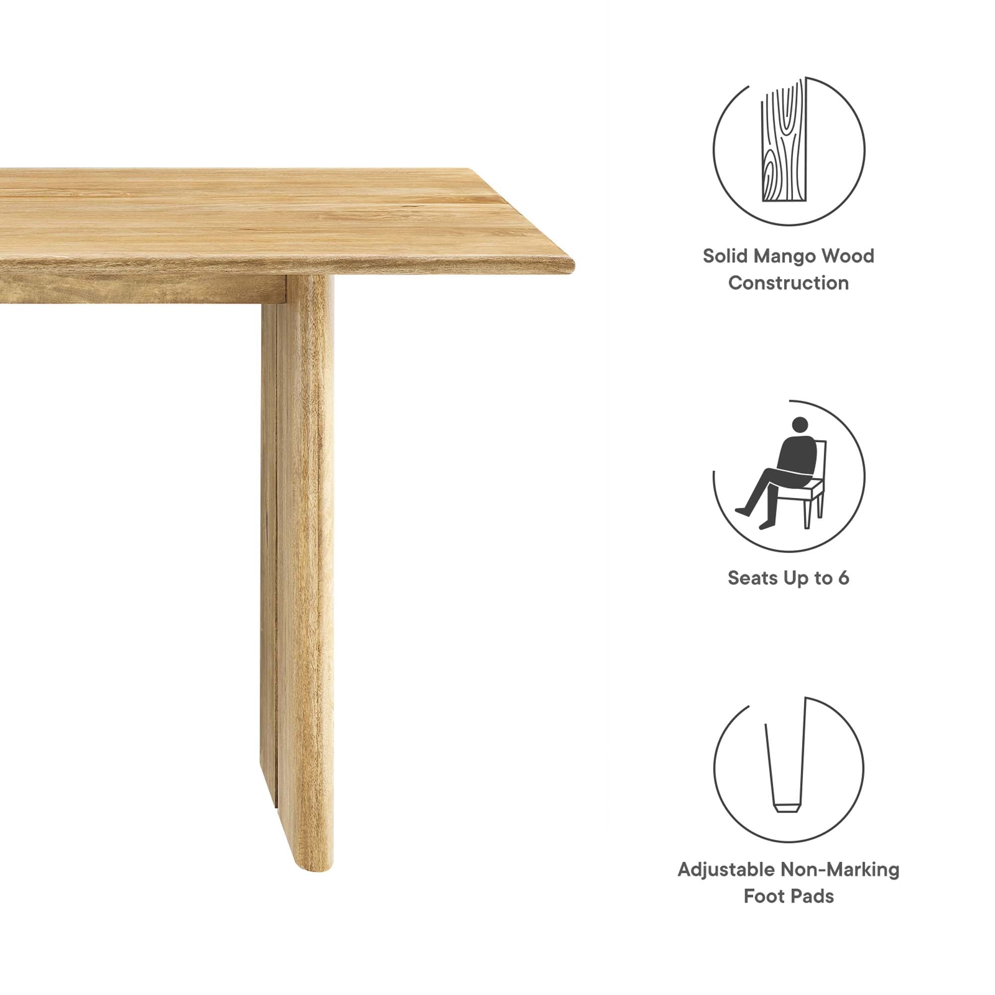 Amistad 60″ Wood Dining Table view 3