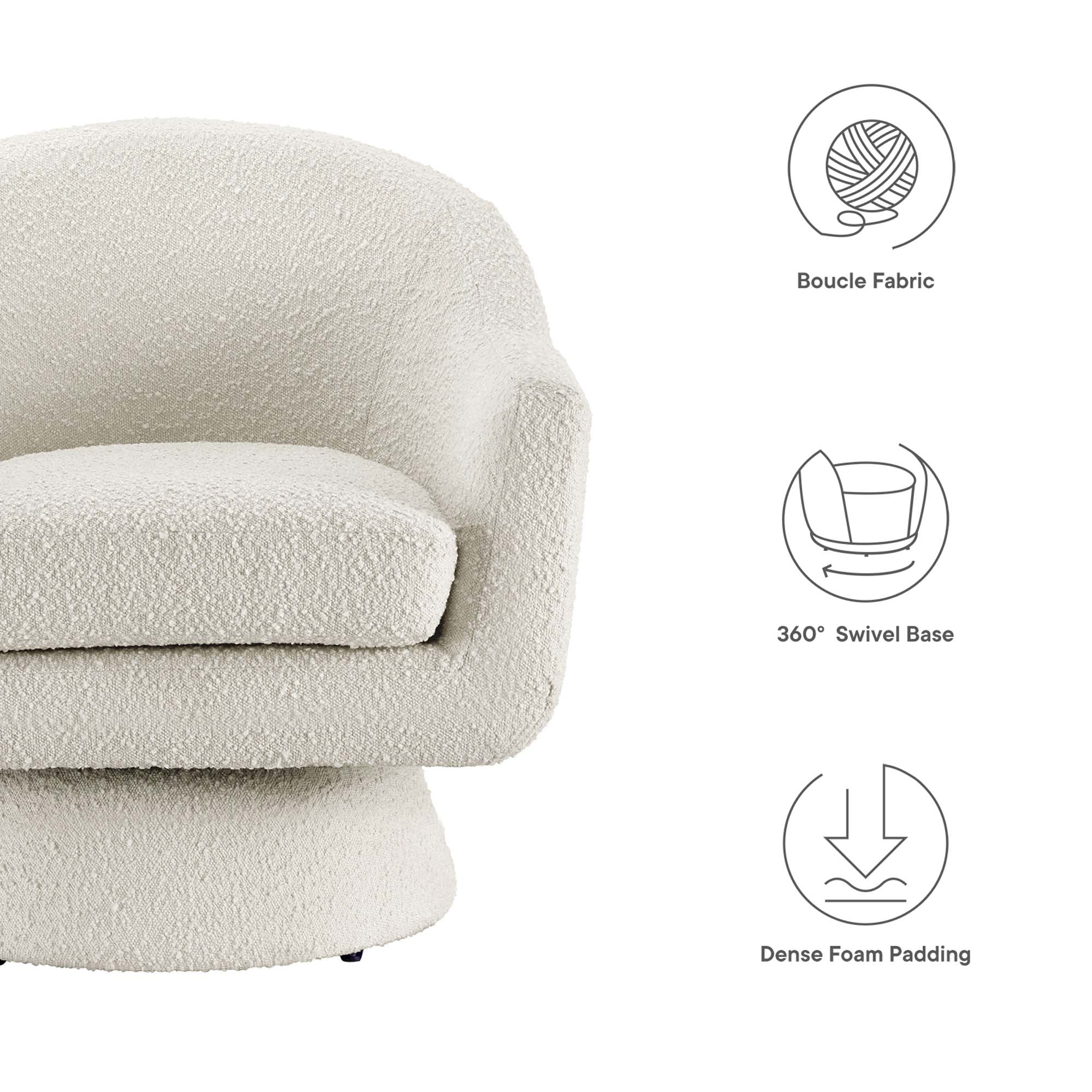 Astral Boucle Fabric Swivel Chair view 3
