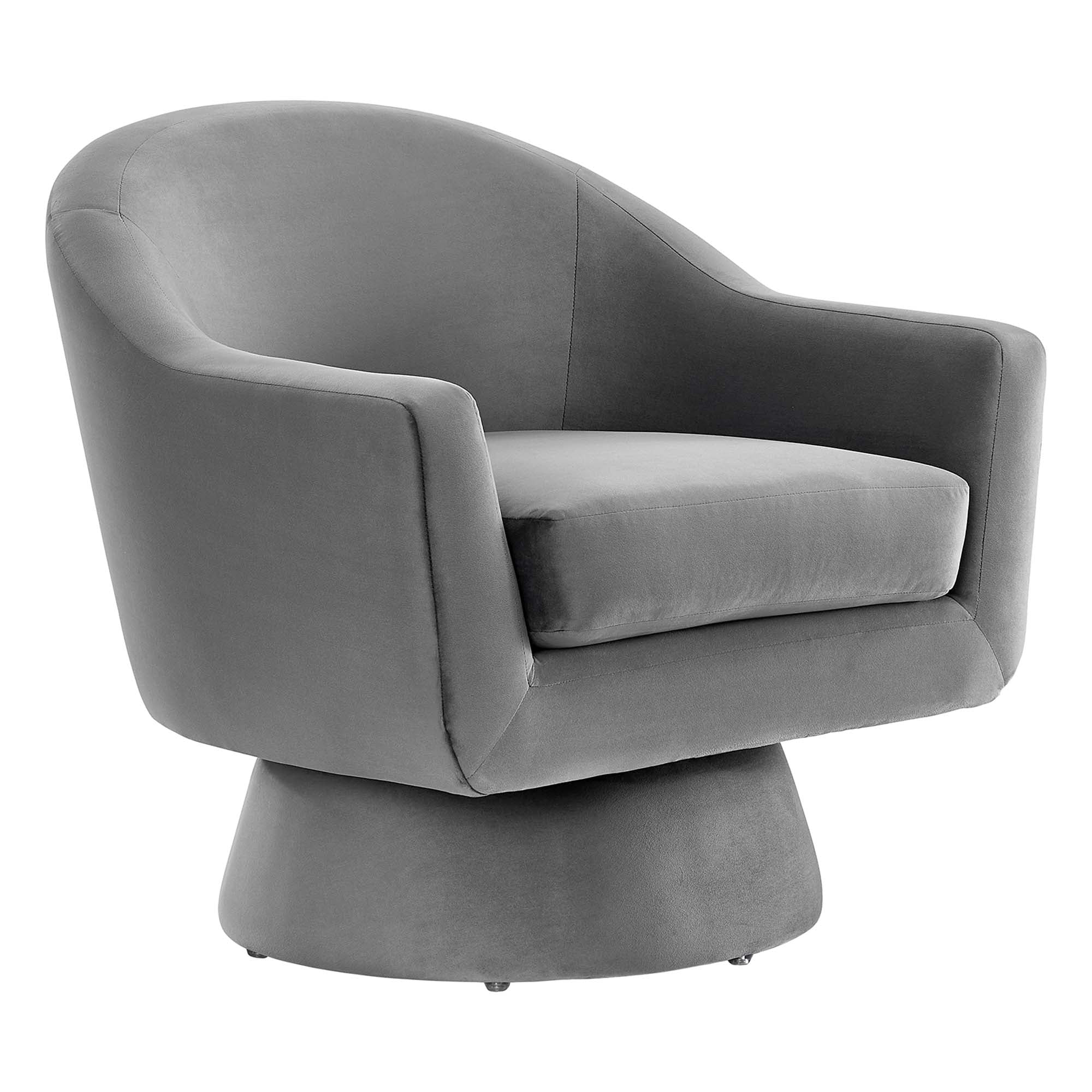 Astral Performance Velvet Fabric and Wood Swivel Chair view 1