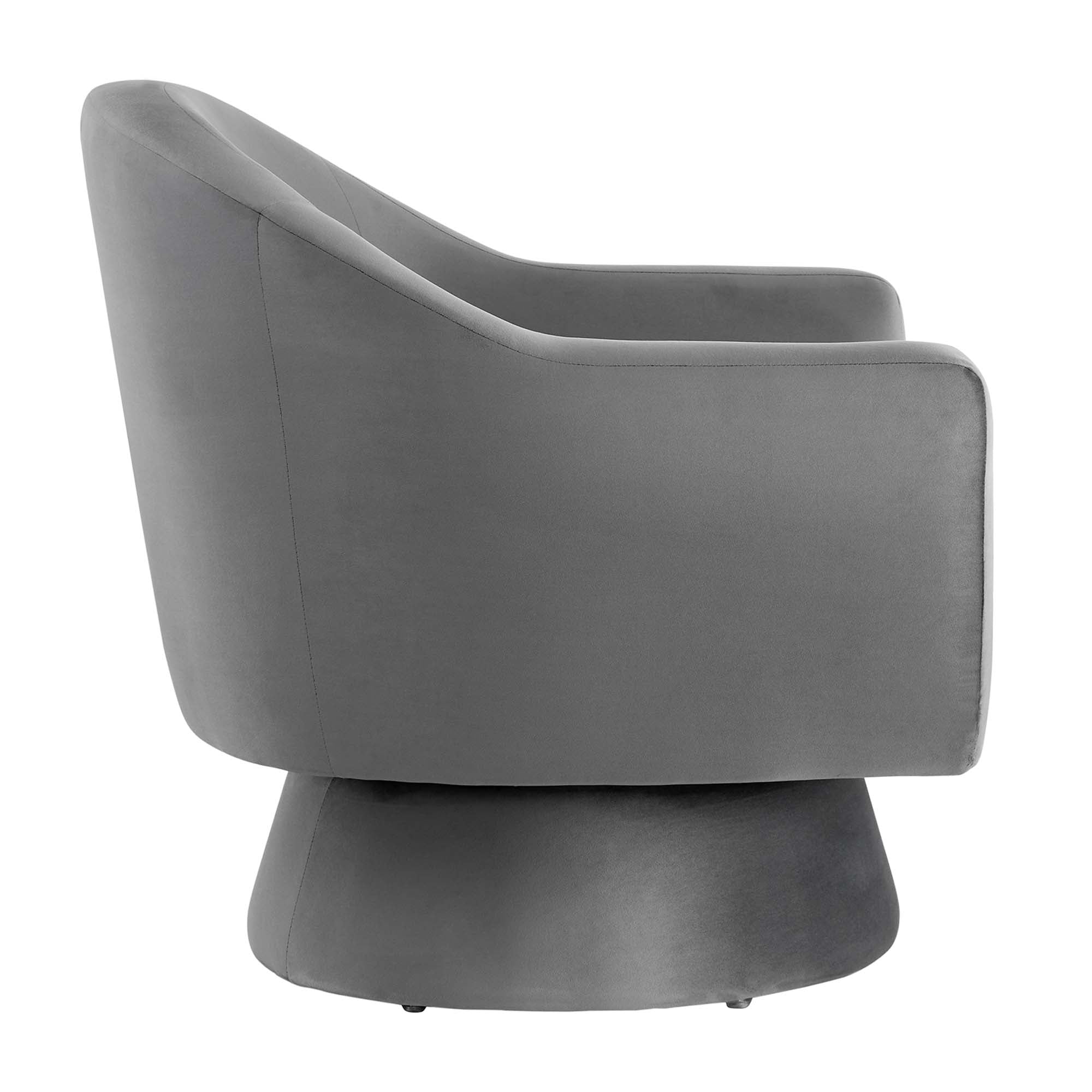 Astral Performance Velvet Fabric and Wood Swivel Chair view 6
