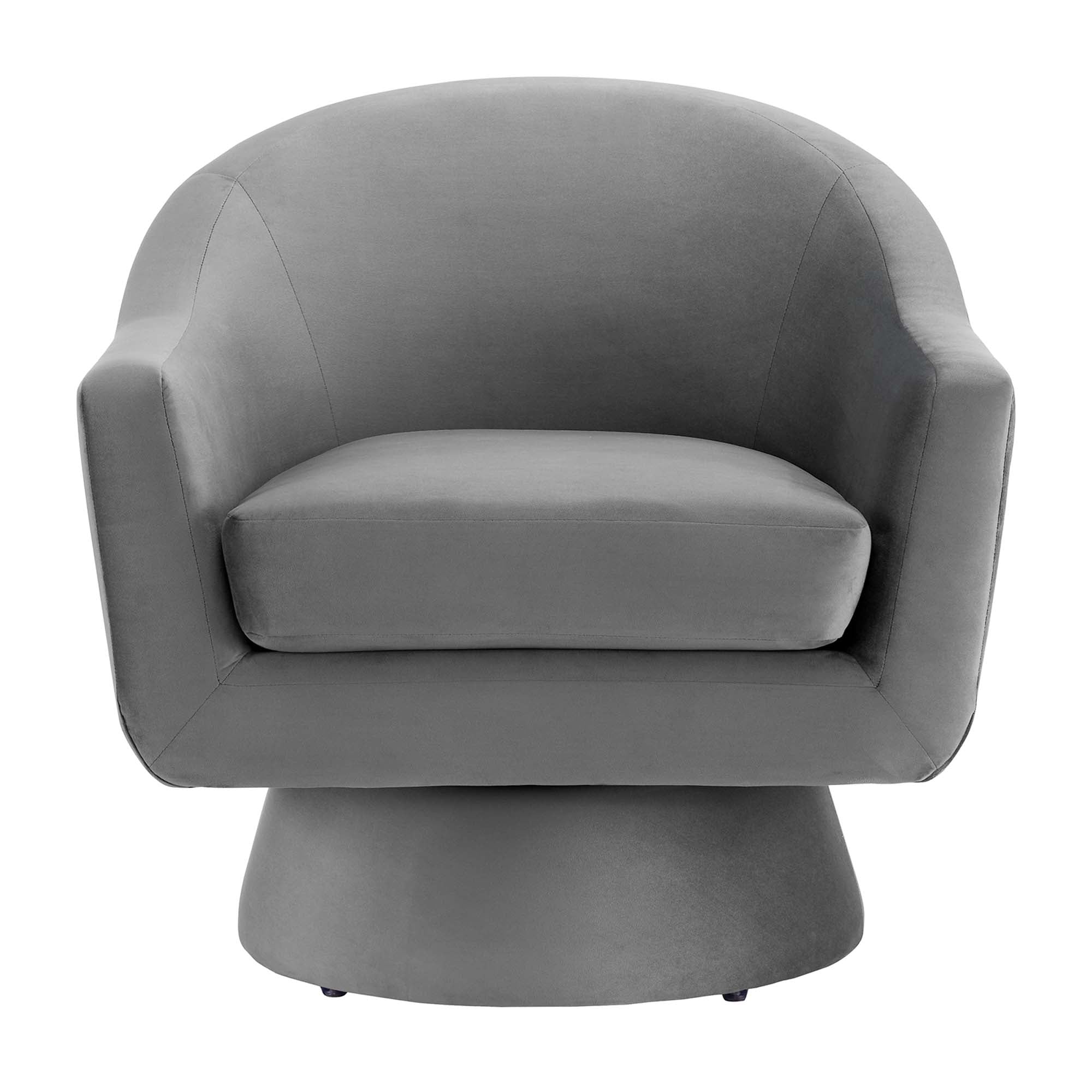 Astral Performance Velvet Fabric and Wood Swivel Chair view 8