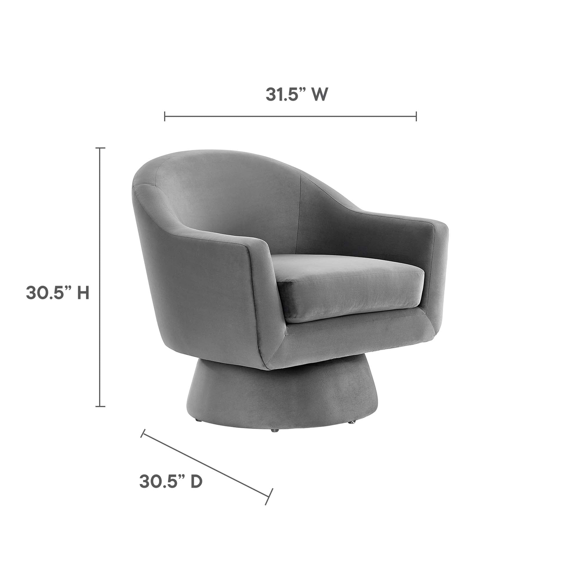 Astral Performance Velvet Fabric and Wood Swivel Chair view 4