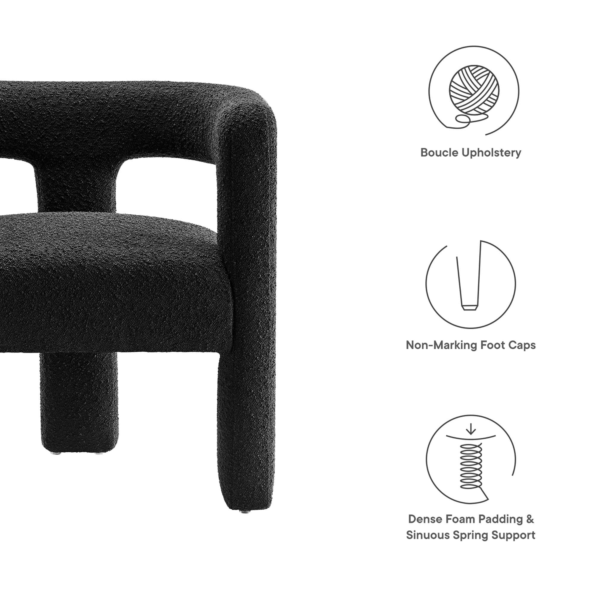Kayla Boucle Upholstered Armchair view 3