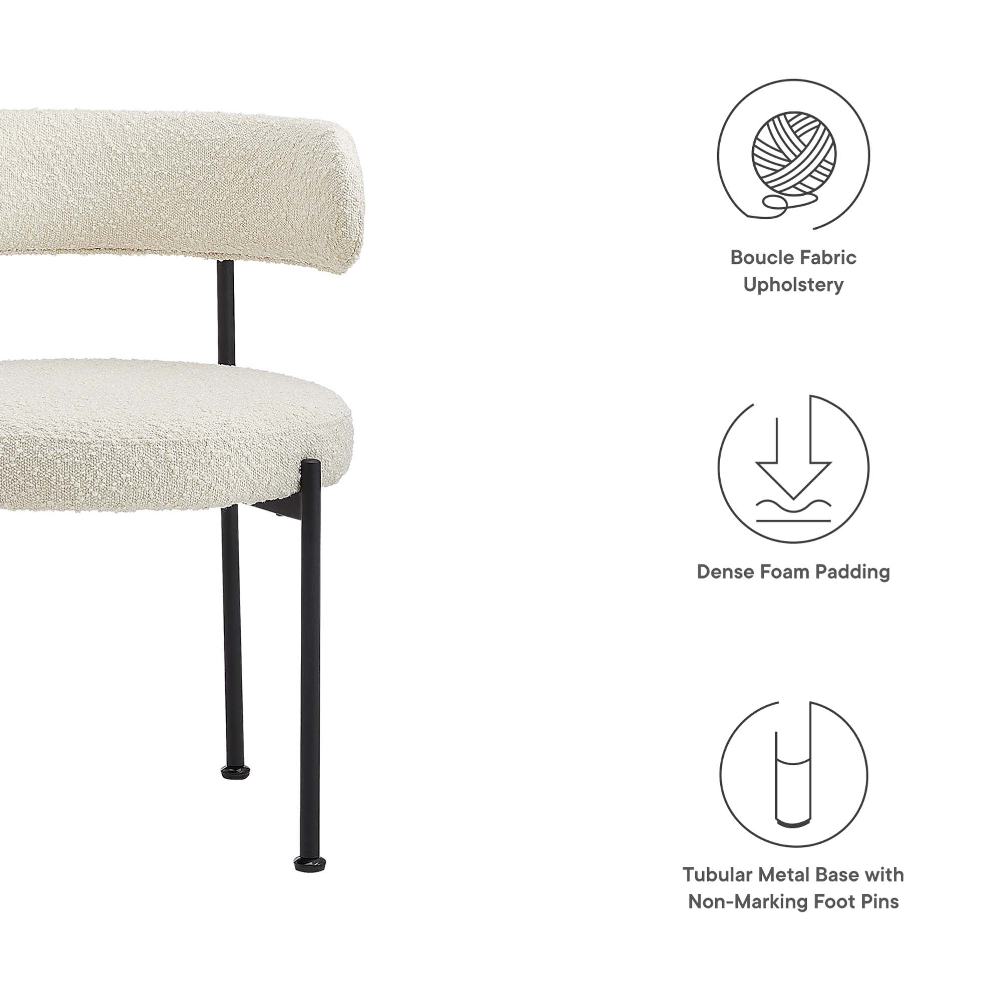 Albie Boucle Fabric Dining Chairs – Set of 2 view 3