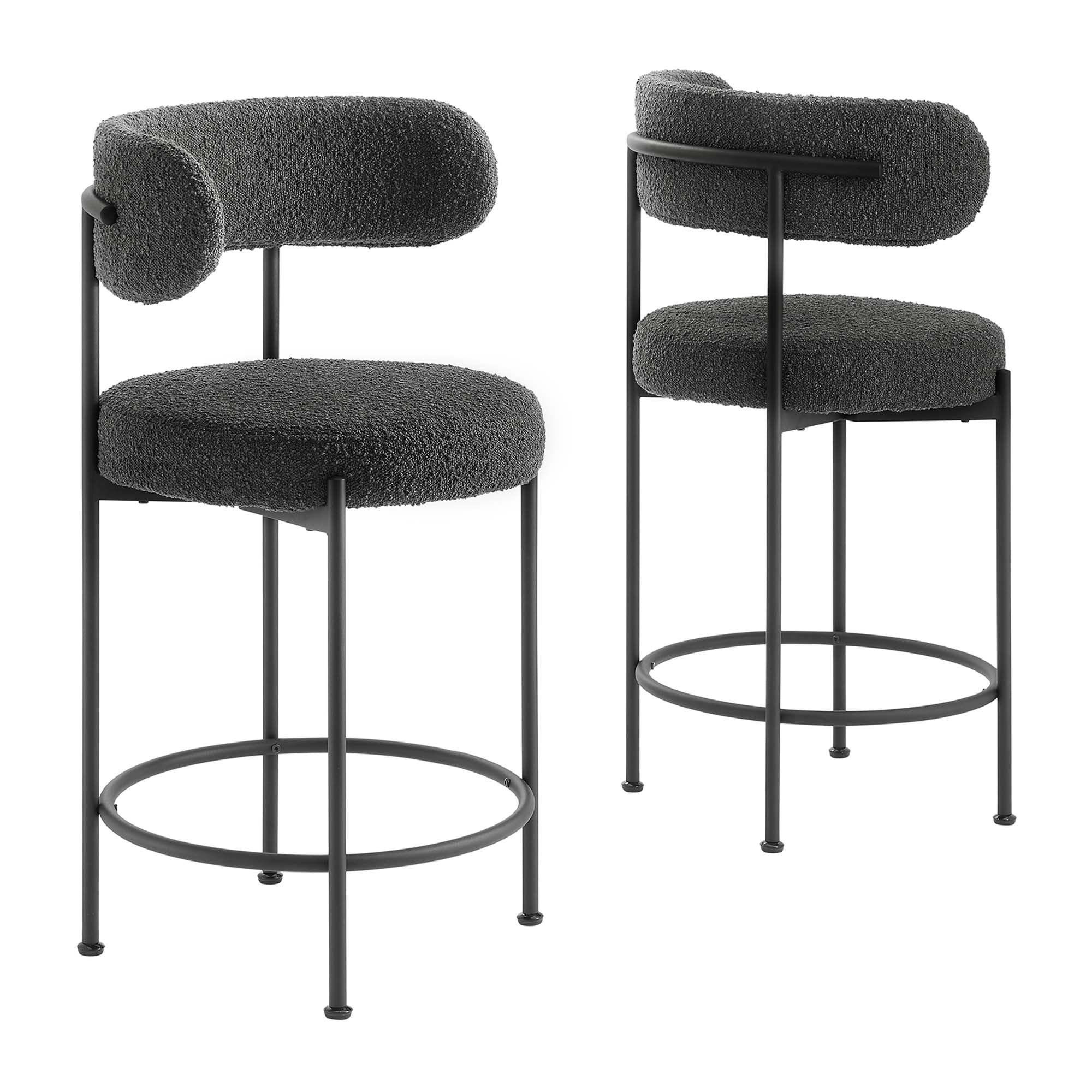 Albie Boucle Fabric Counter Stools – Set of 2 view 1