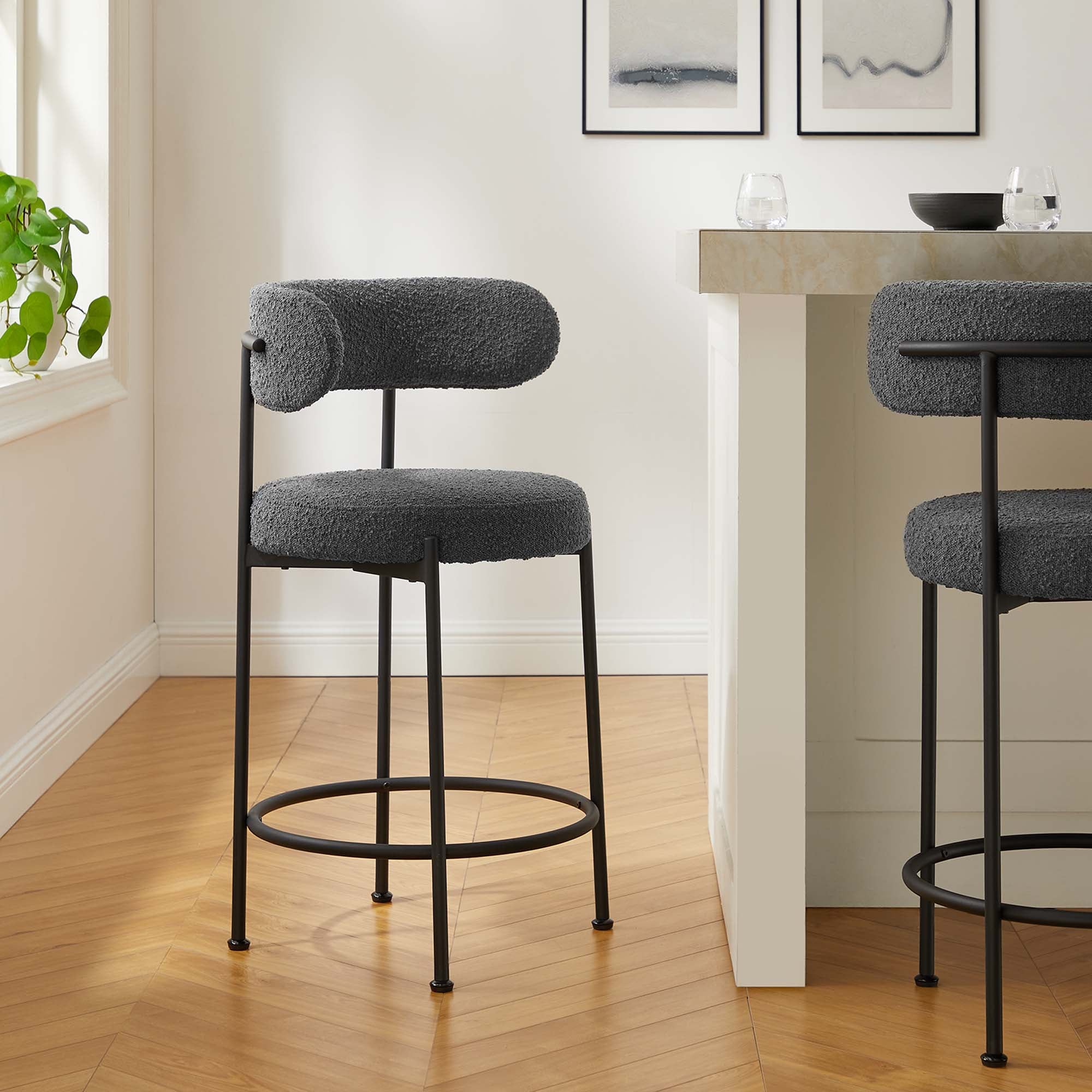 Albie Boucle Fabric Counter Stools – Set of 2 view 5