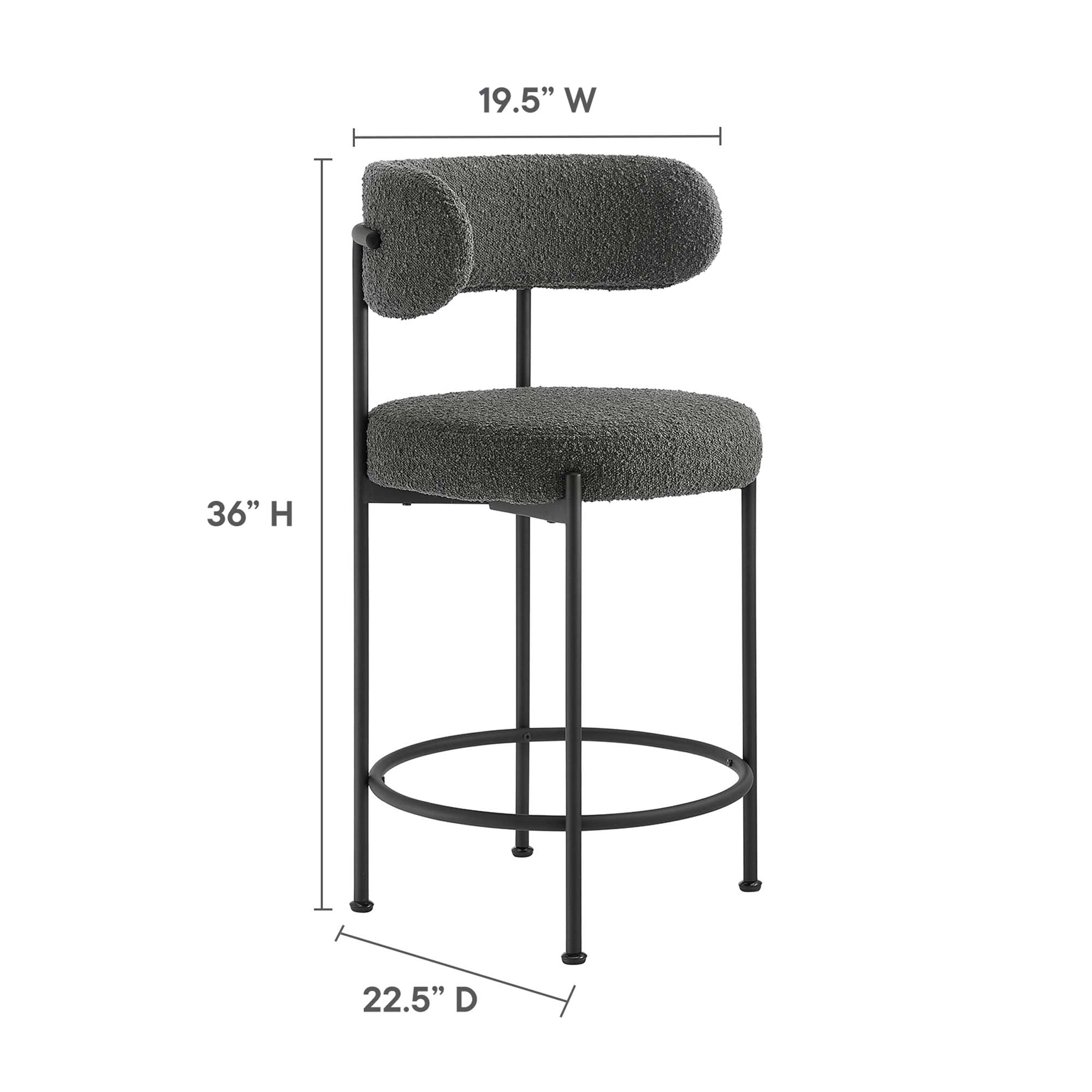 Albie Boucle Fabric Counter Stools – Set of 2 view 4