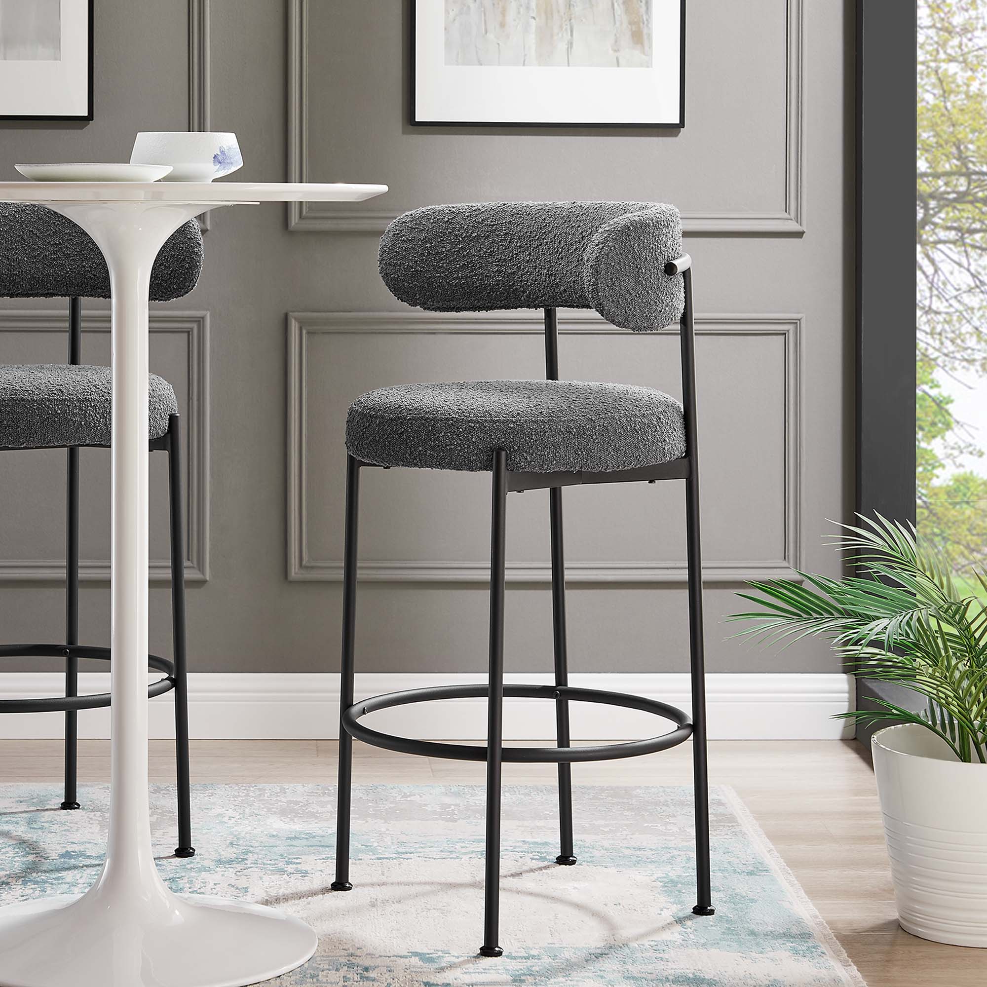 Albie Boucle Fabric Bar Stools – Set of 2 view 5