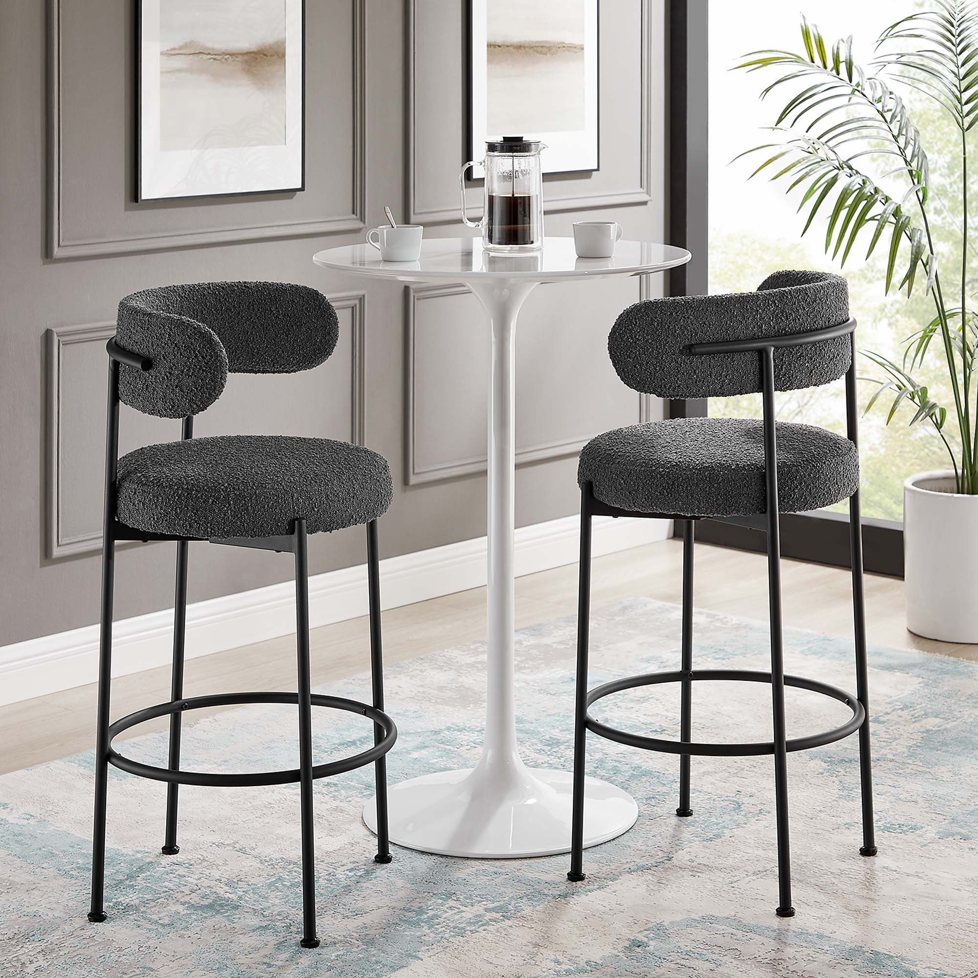 Albie Boucle Fabric Bar Stools – Set of 2 view 2