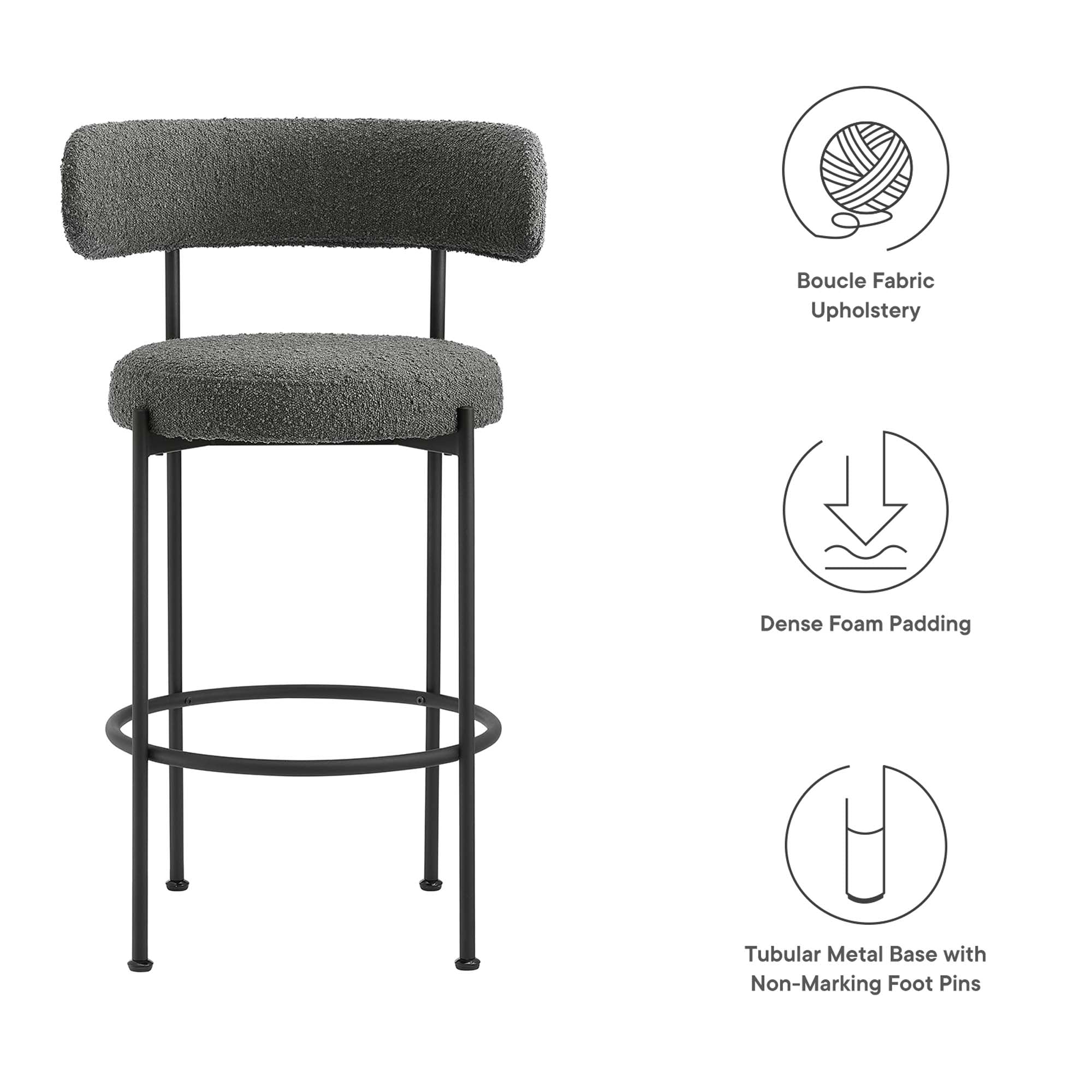 Albie Boucle Fabric Bar Stools – Set of 2 view 3