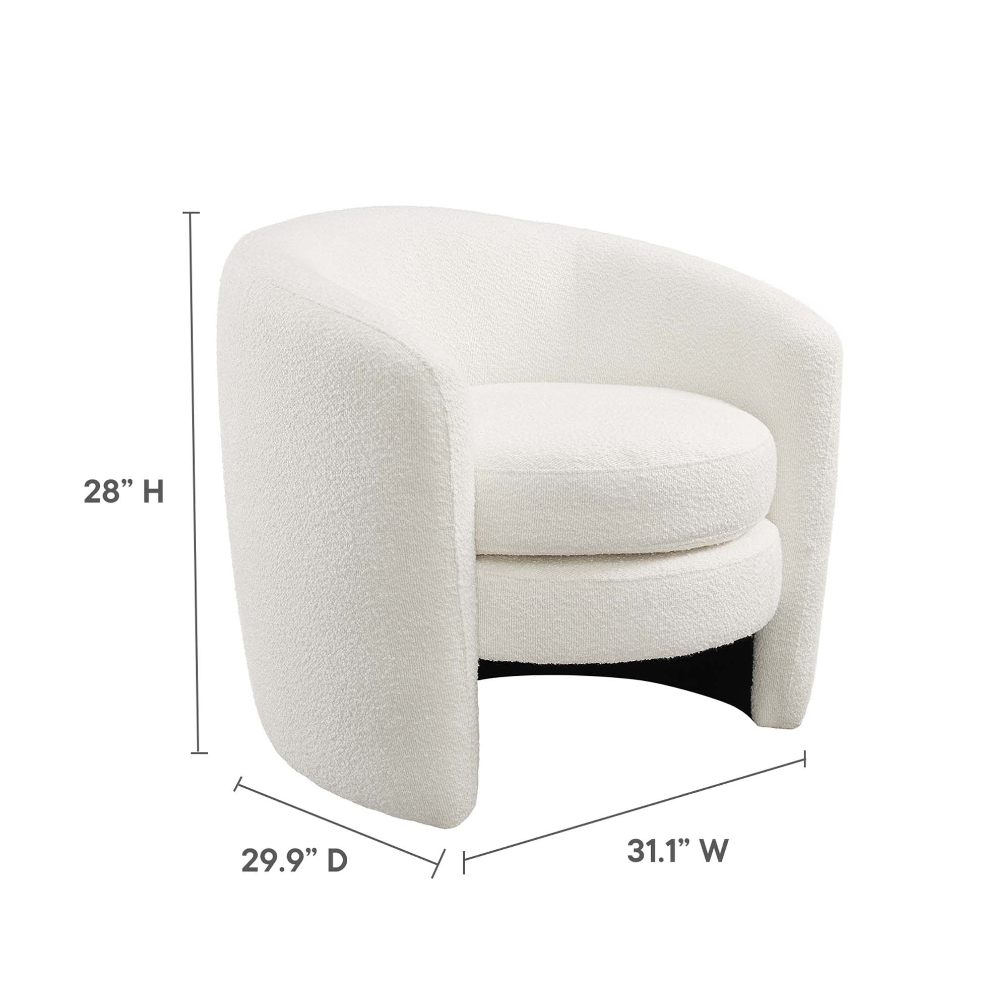 Affinity Upholstered Boucle Fabric Curved Back Armchair view 4