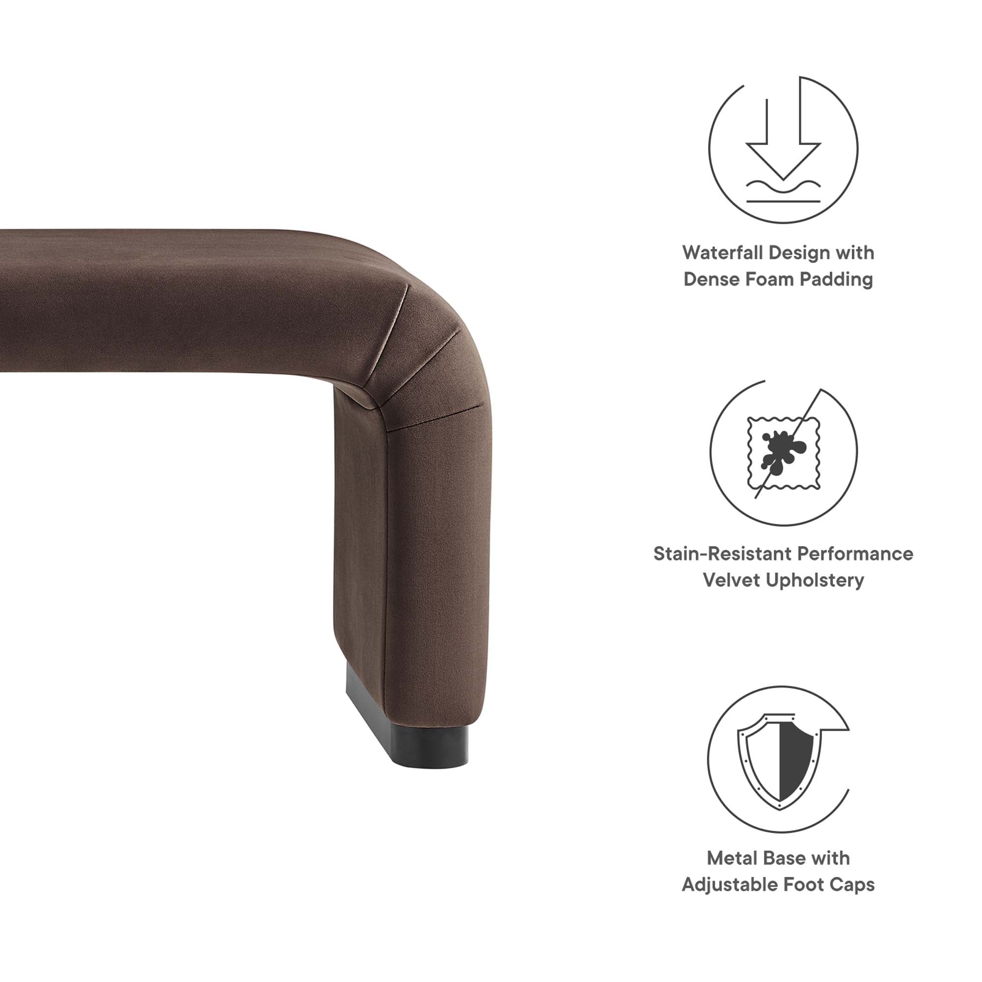 Koda Performance Velvet Waterfall Long Bench view 3