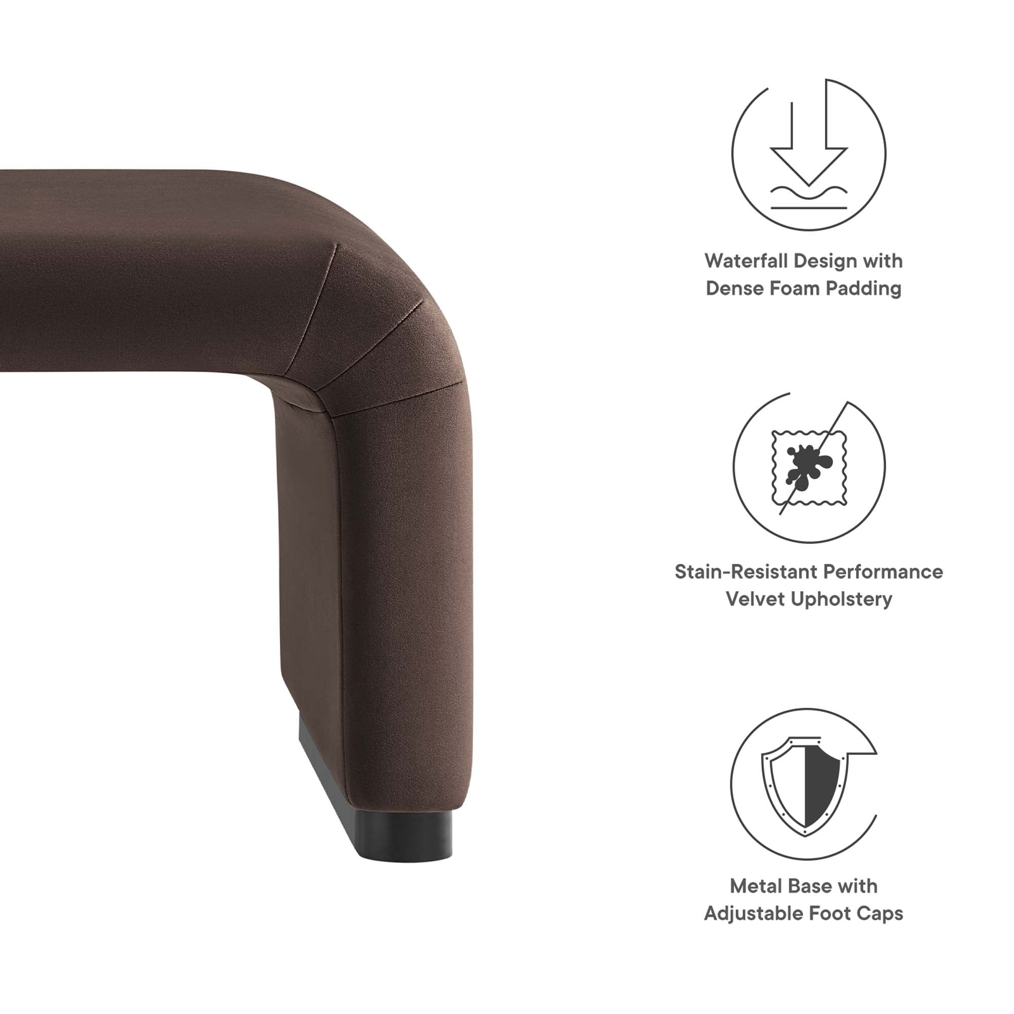 Koda Performance Velvet Waterfall Ottoman view 3