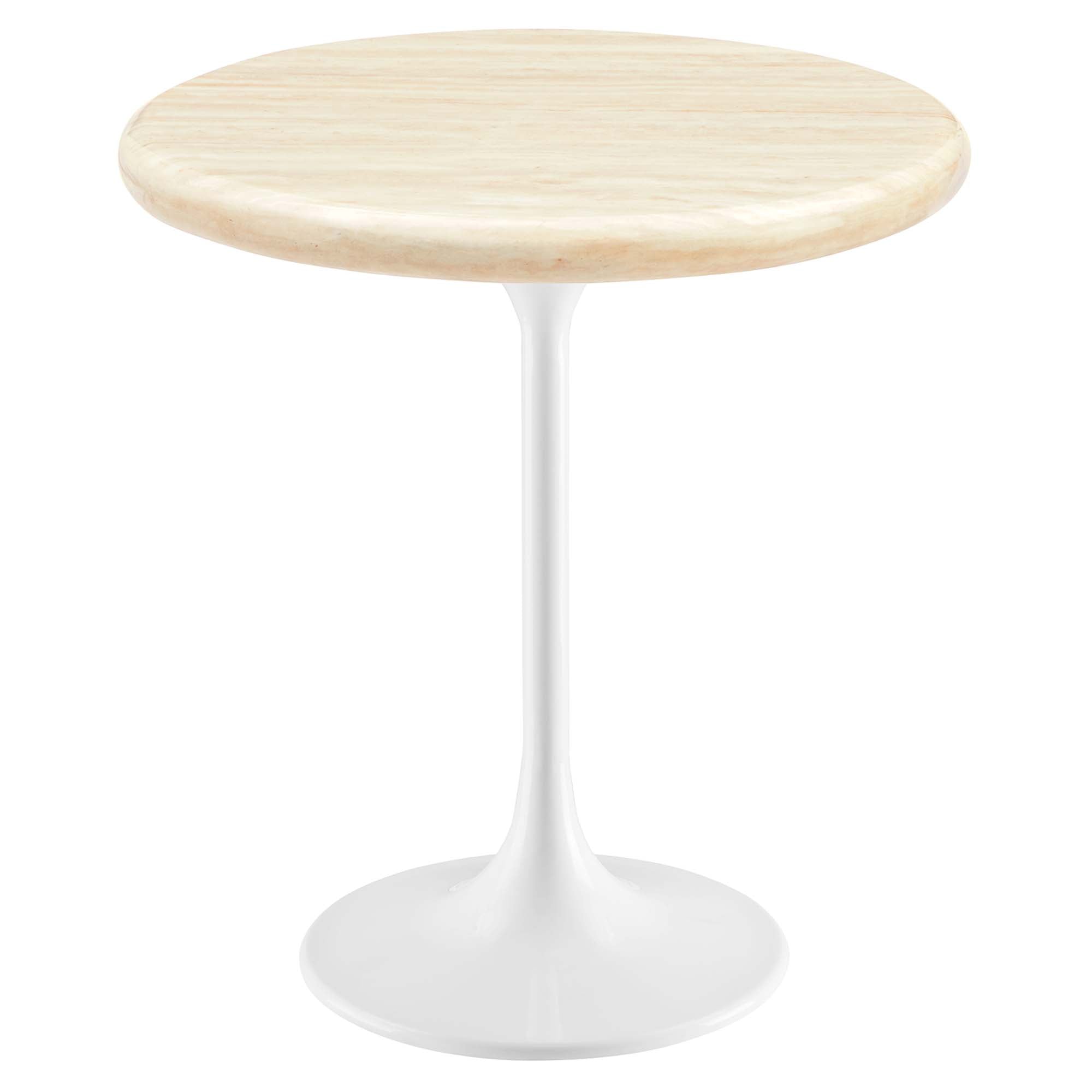 Lippa Round Artificial Travertine Side Table view 1